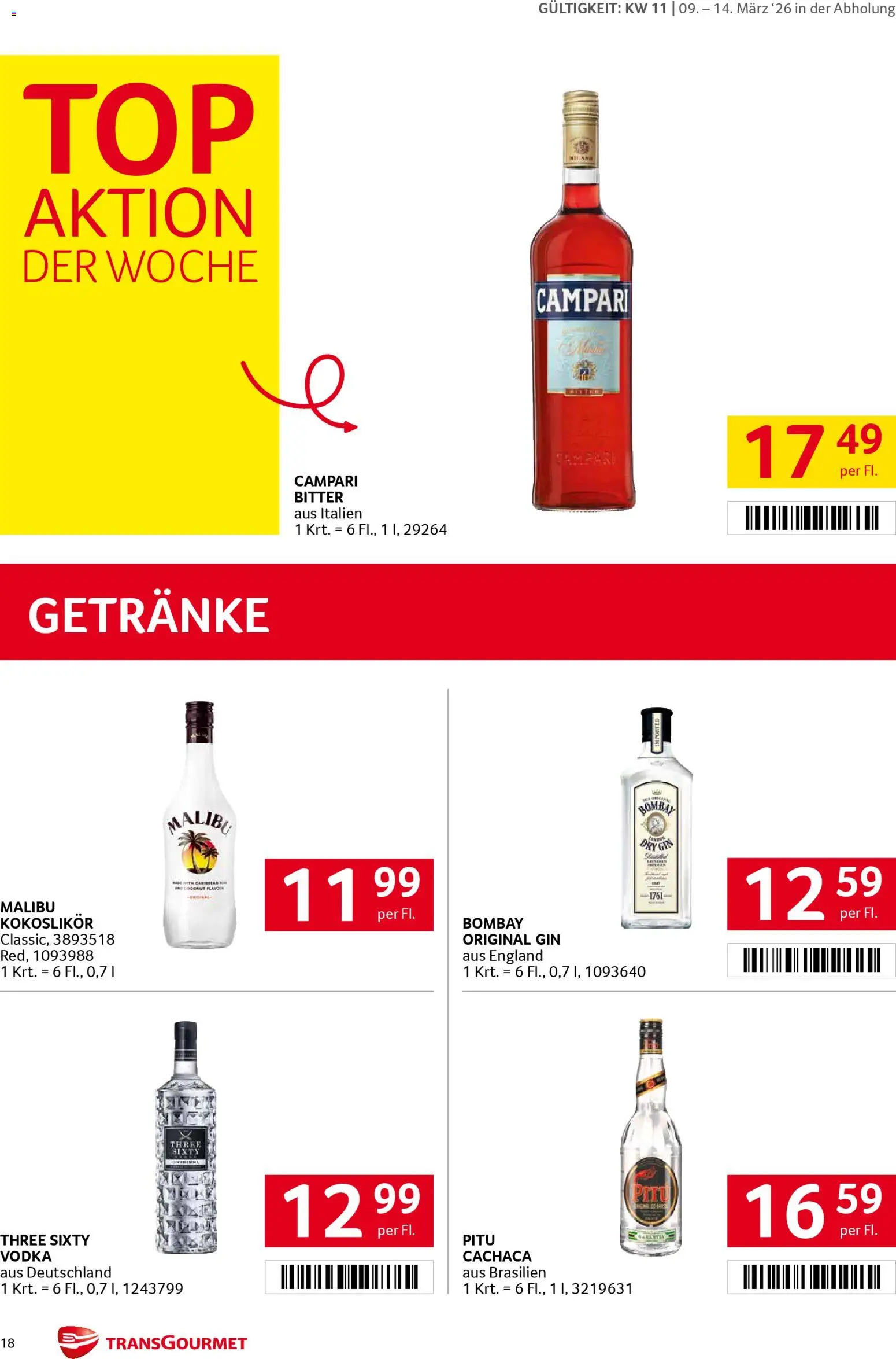 Transgourmet Flugblatt gültig ab 08.03.2026 | Seite: 18 | Produkte: Gin, Nauriit