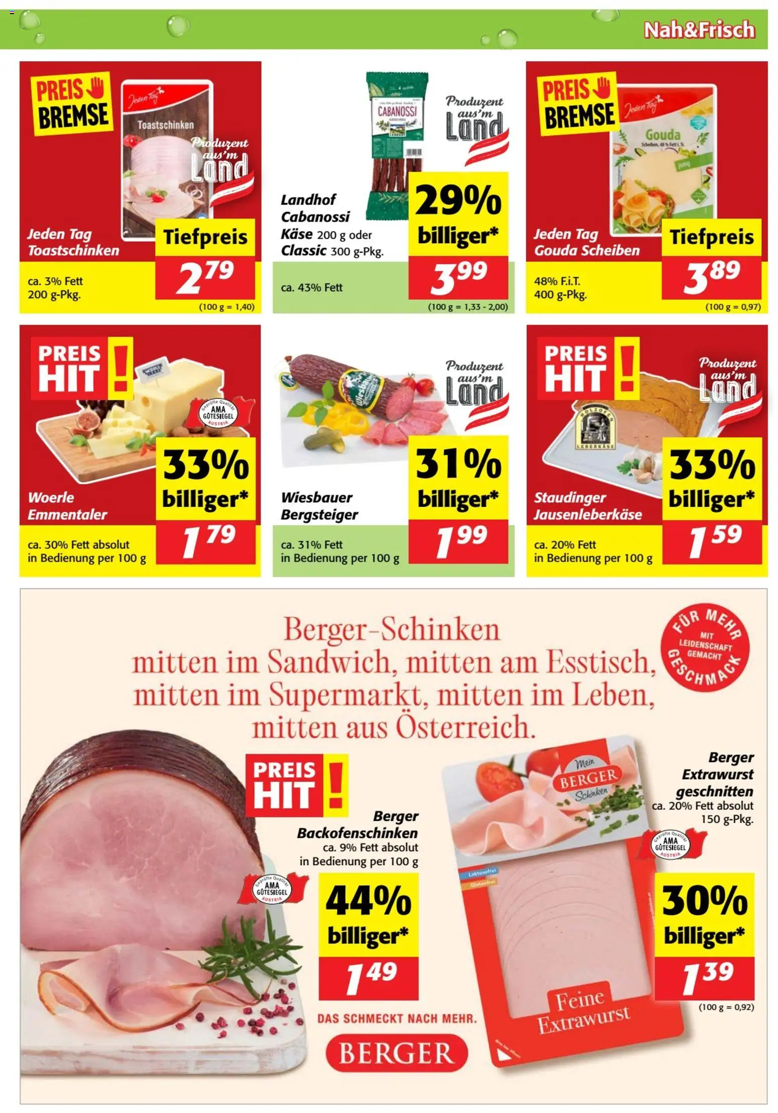 Nah und Frisch Flugblatt gültig ab 15.04.2026 | Seite: 1 | Produkte: Käse, Schinken
