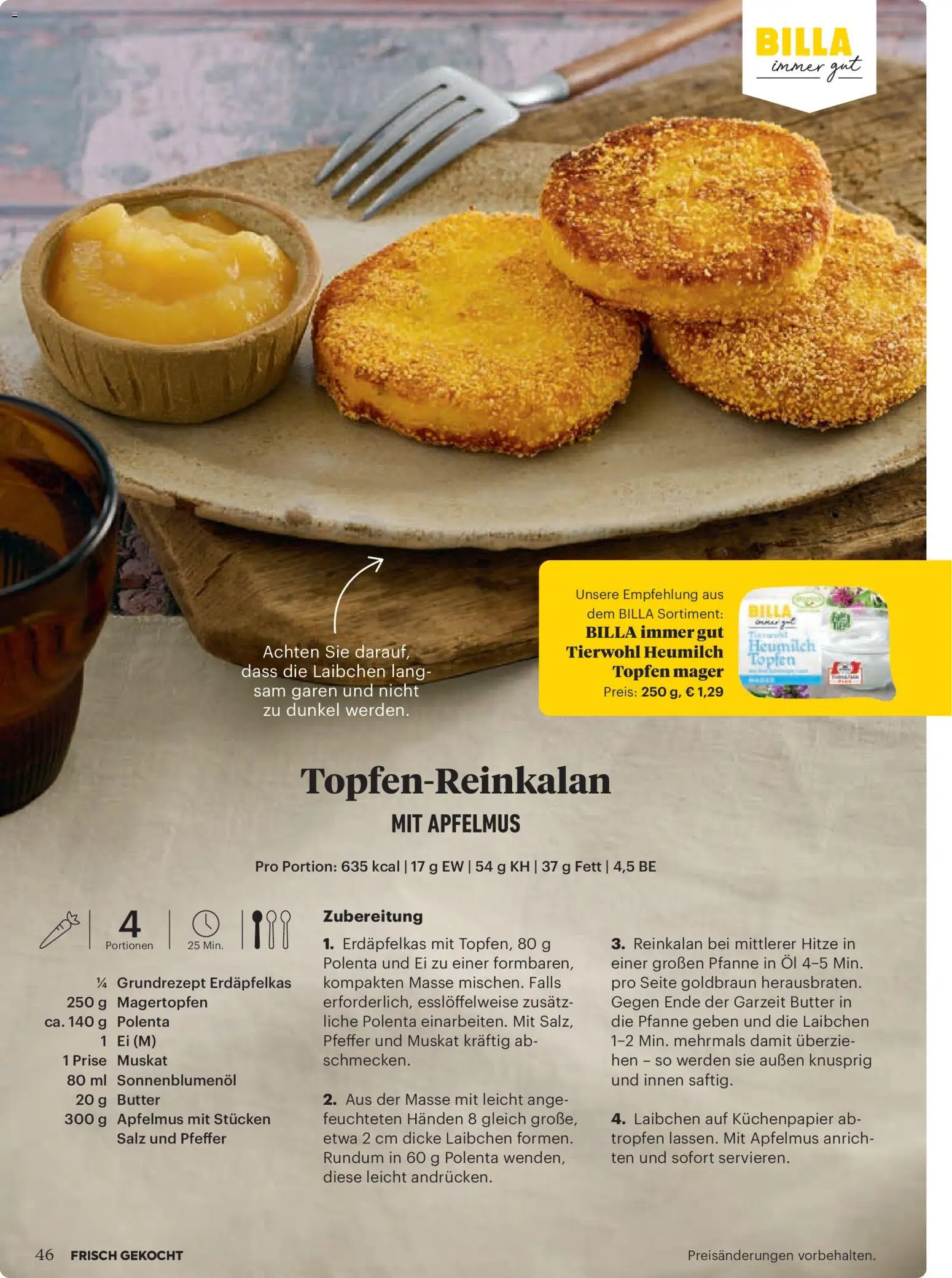 Billa Frisch Gekocht gültig ab 01.05.2026 | Seite: 46 | Produkte: Salz, Pfeffer, Butter, Öl