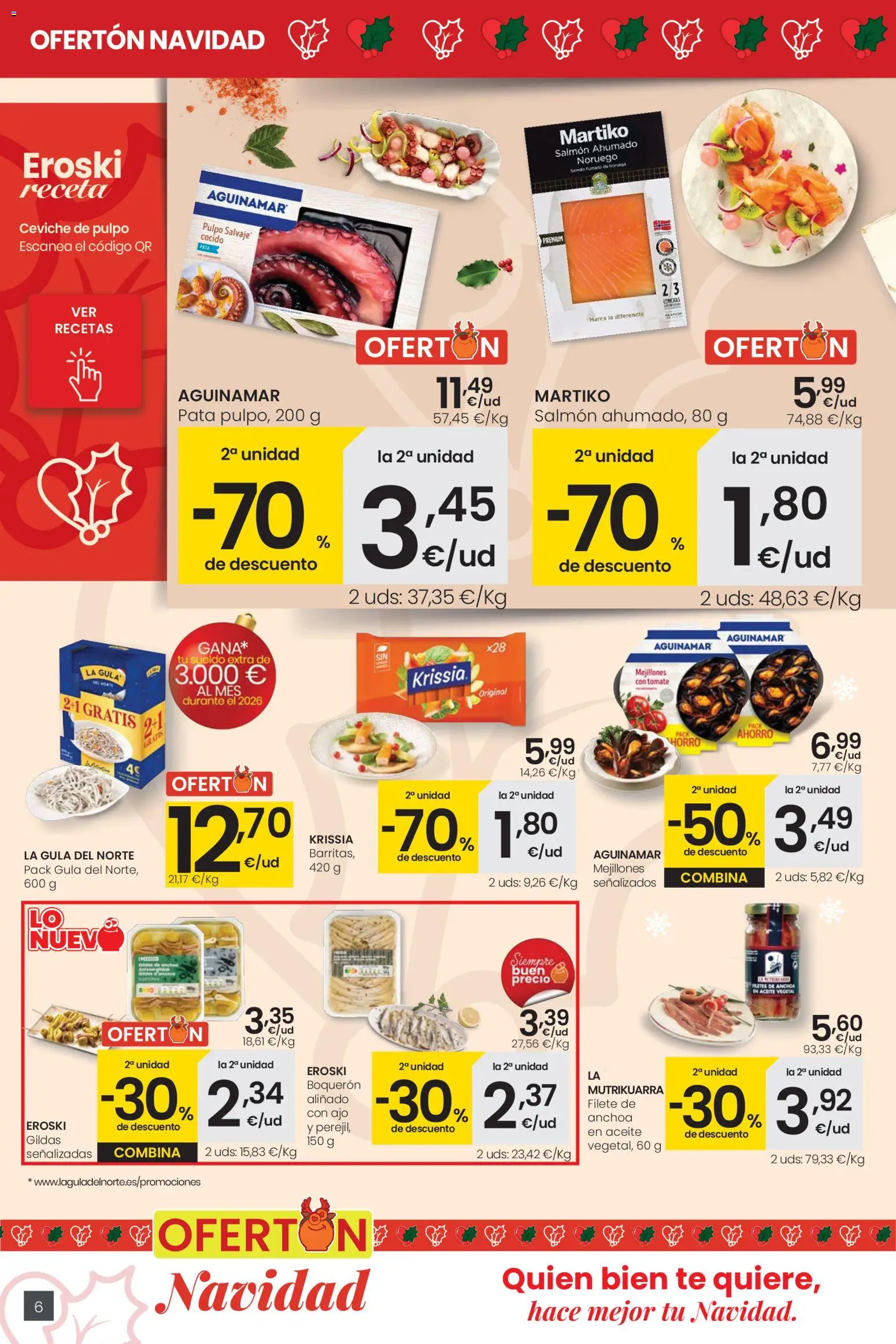Eroski - Ofertón Navidad  │ válido desde el 27.11.2025 | Página: 6 | Productos: Aceite, Té, Salmón ahumado, Filete