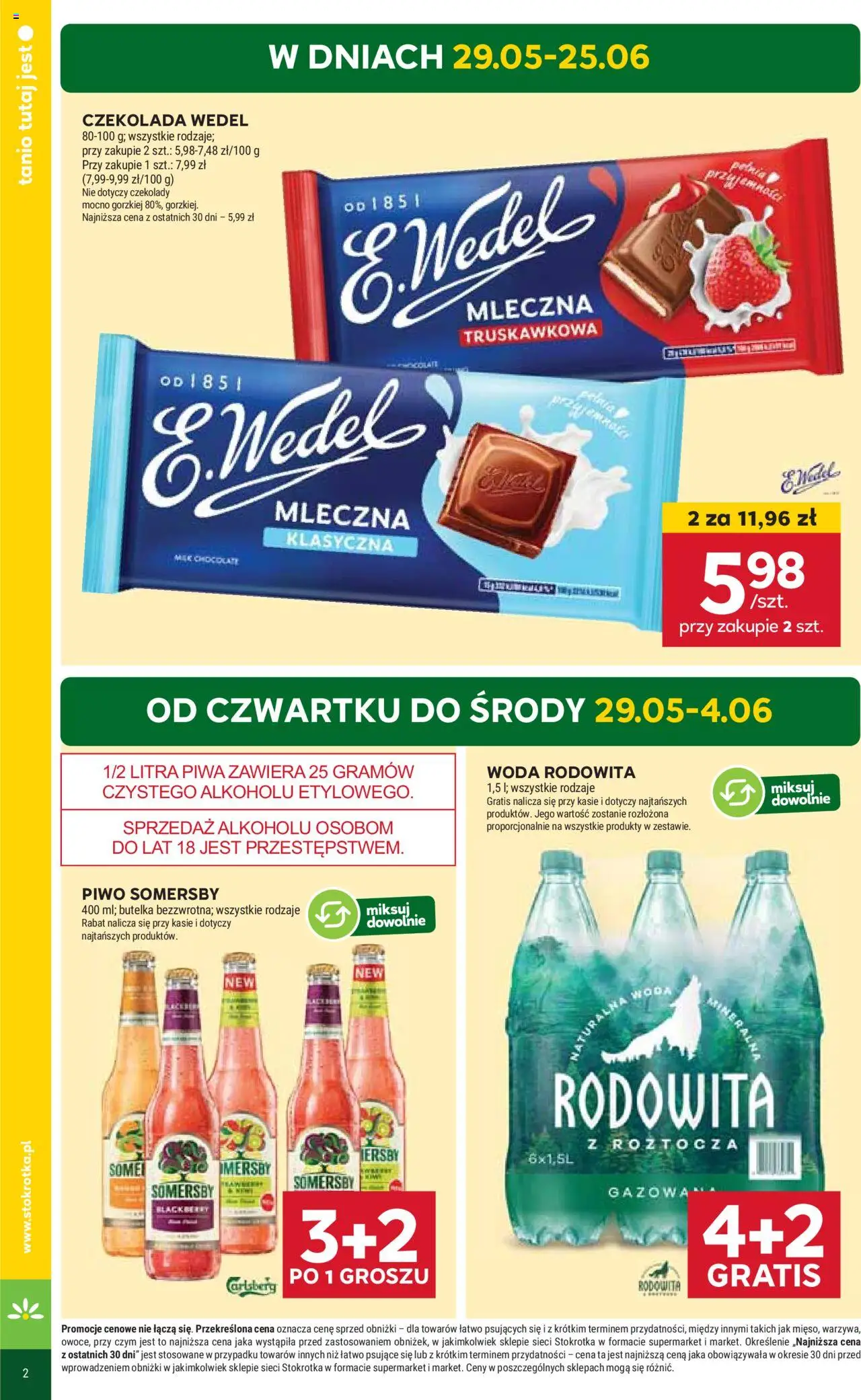 Stokrotka Gazetka od 29.05.2025 | Strona: 2 | Produkty: Piwo, Somersby, Woda, Warzywa