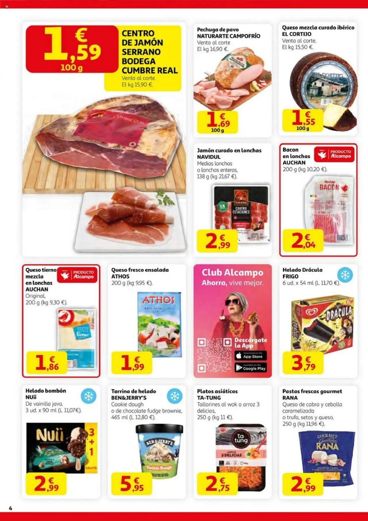 Alcampo - SM Madrid  │ válido desde el 14.08.2025 | Página: 4 | Productos: Helado bombón, Medias, Queso, Παγωμένο τσάι