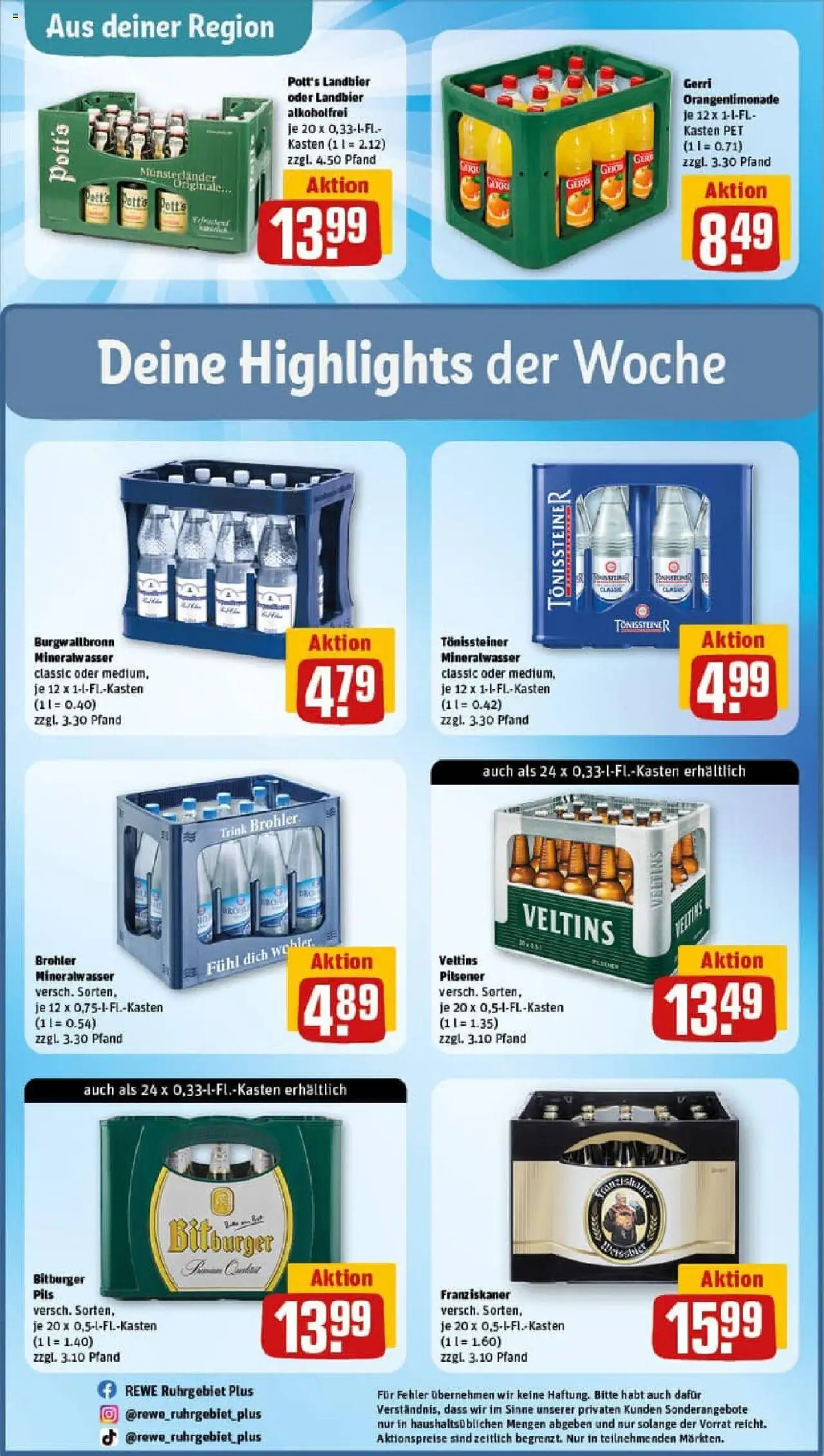 Rewe prospekt Gelsenkirchen	 - gültig ab dem 06.07.2025 | Seite: 31 | Produkte: Bitburger, Franziskaner, Mineralwasser, Veltins