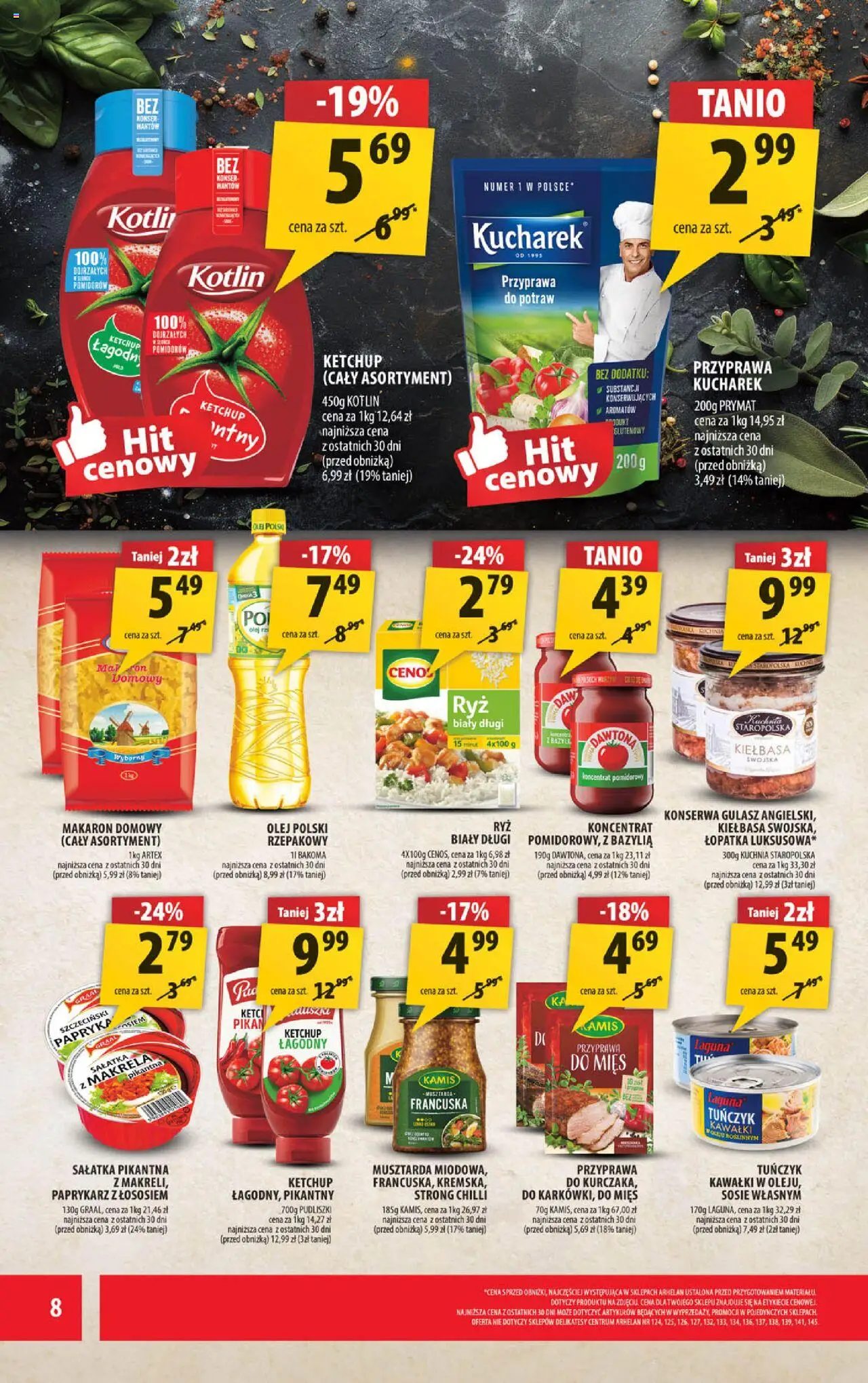 Arhelan Gazetka od 11.08.2025 | Strona: 8 | Produkty: Koncentrat pomidorowy, Makrela, Papryka, Musztarda