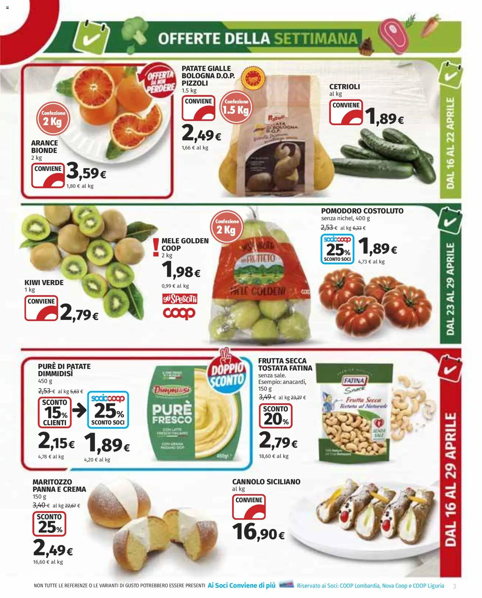 Volantino COOP del 16.04.2026 | Pagina: 3 | Prodotti: Crema, Mele, Patate, Pomodoro