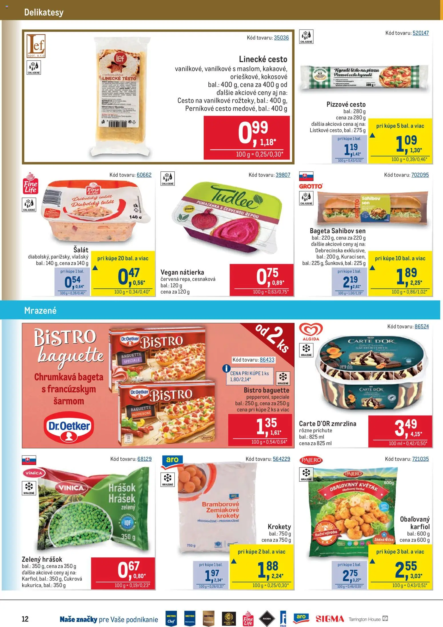 Nové Metro akcie – leták je platný od 19.11.2025 | Strana: 12 | Produkty: Karfiol, Hrášok, Zmrzlina, Šalát