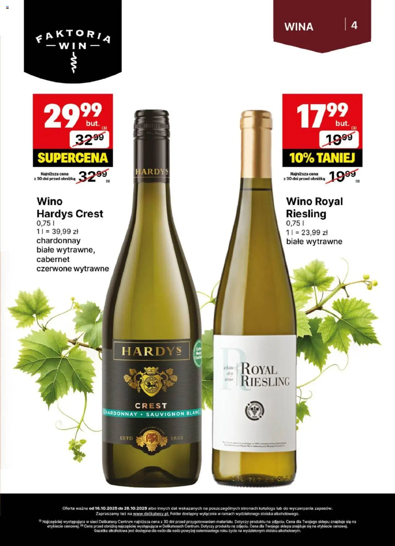 Delikatesy Centrum Gazetka - DeliBarek od 16.10.2025 | Strona: 4 | Produkty: Riesling, Chardonnay, Delikatesy, Wino
