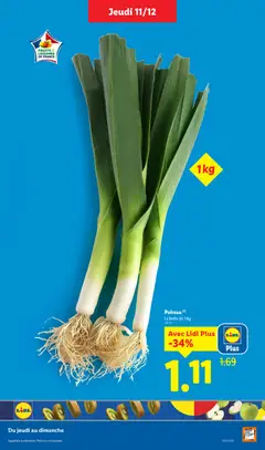 LIDL - Prévisualisation de Poireau (1), La botte de 1 kg valide à partir de 11.12.2025 | Page: 5 | Produits: Poireau