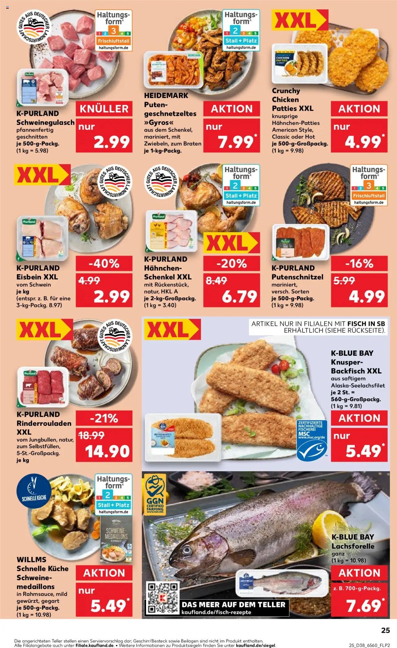 Kaufland prospekt Bremen	 – gültig ab 18.09.2025 | Seite: 25 | Produkte: Rinderrouladen, Schweinegulasch, Fisch, Gyros