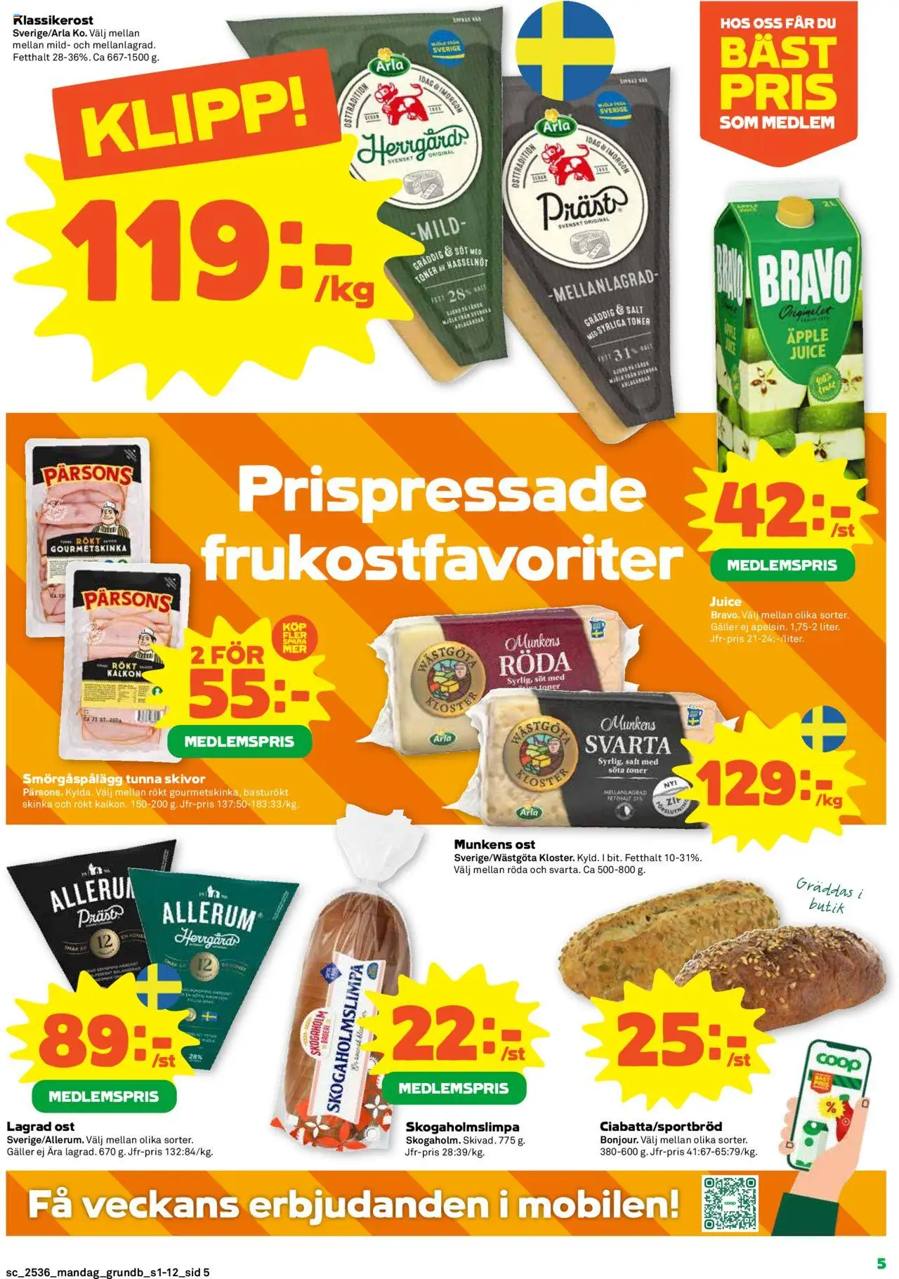 Stora Coop reklamblad aktuell från 01.09.2025 | Sida: 5 | Produkter: Bageri, Galler, Smörgåspålägg, Skinka