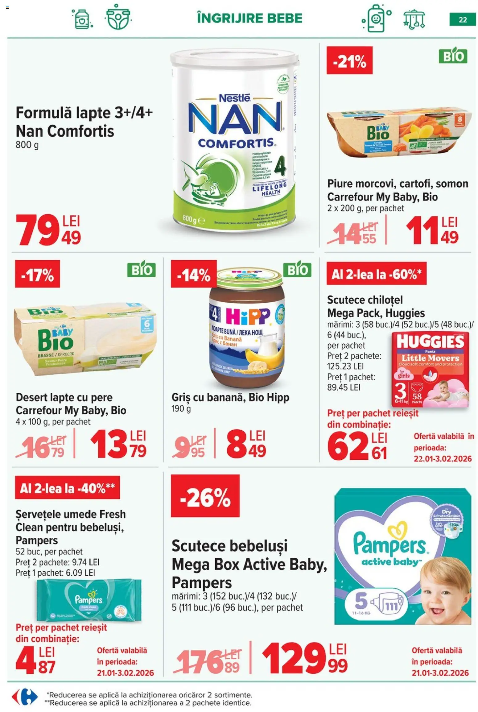 Noul catalog Carrefour – valabil de la 21.01.2026 | Pagină: 22 | Produse: Şerit ödül, Pomelo, Lapte, Scutece