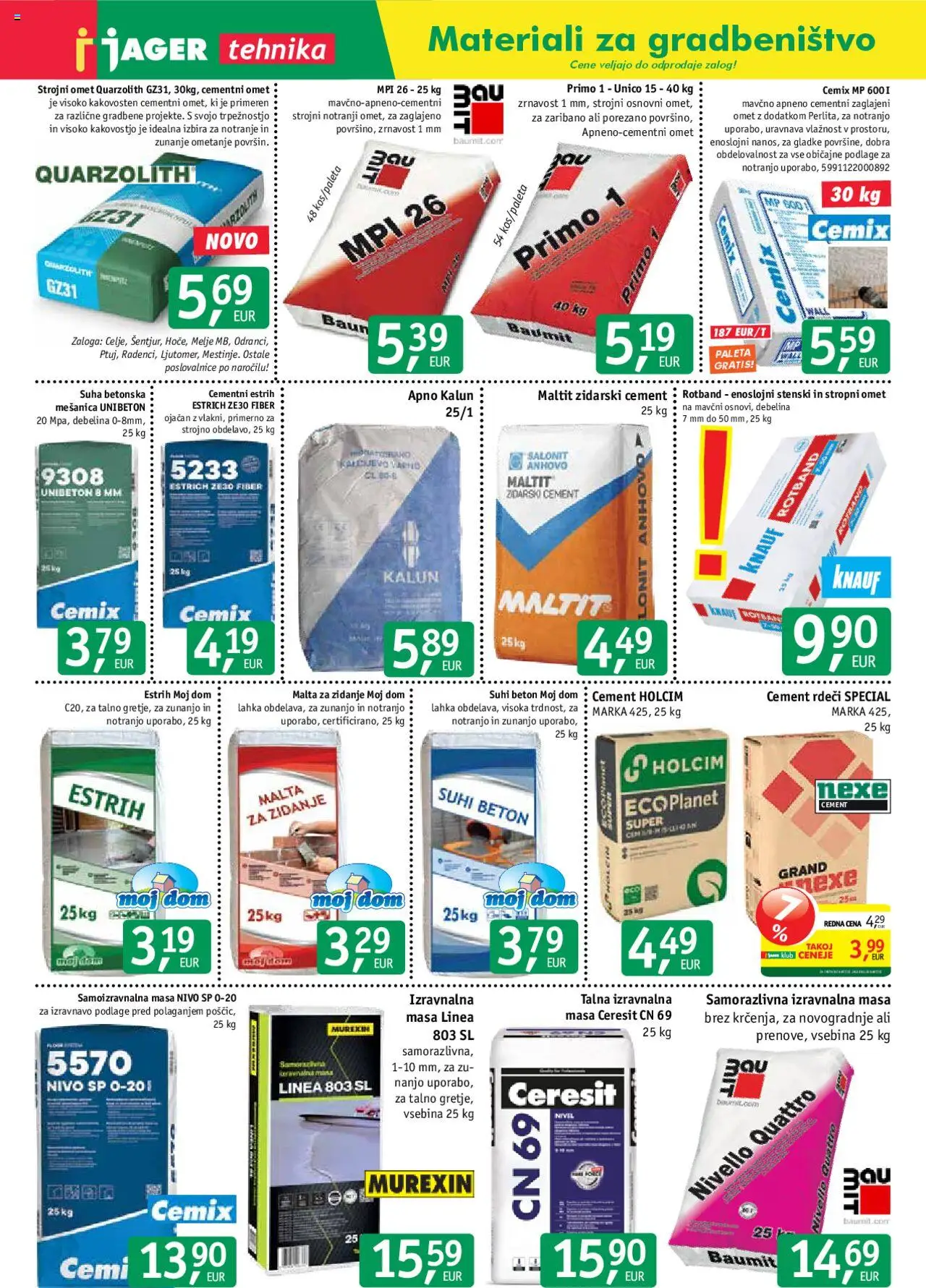 Novi Jager katalog ponudbe – veljaven od 22.10.2025 | Stran: 2 | Izdelki: Beton, Cement