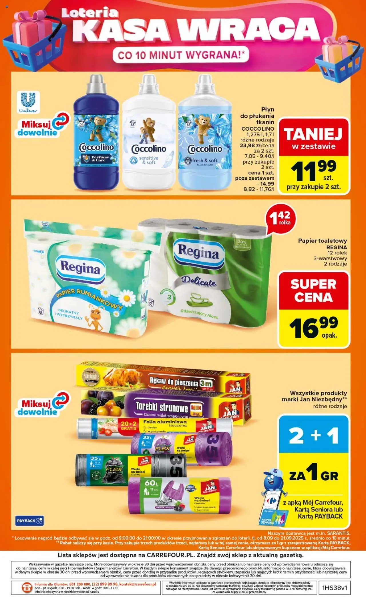 Carrefour Gazetka od 15.09.2025 | Strona: 56 | Produkty: Karta, Papier toaletowy, Coccolino, Torebki