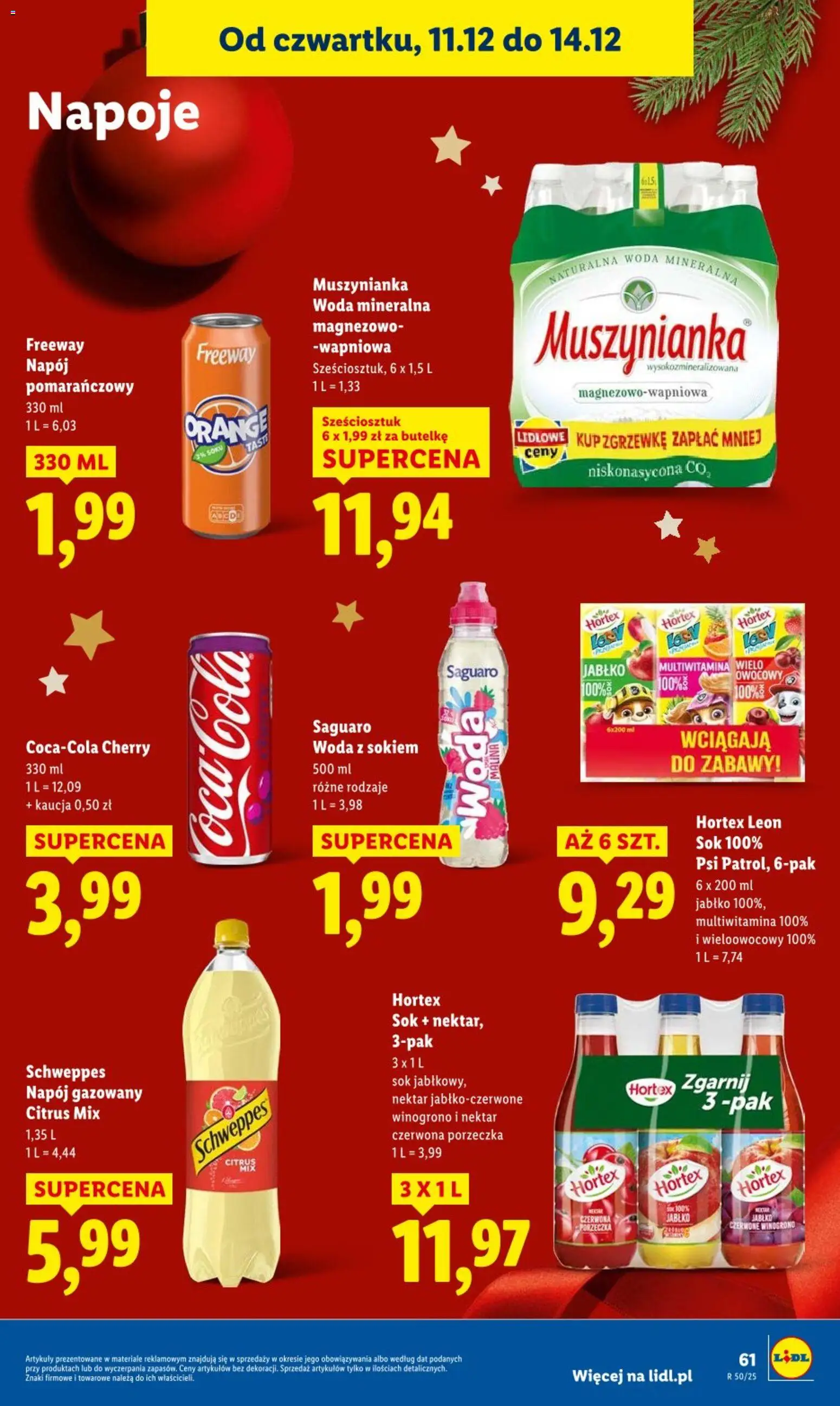 Lidl Gazetka od 11.12.2025 | Strona: 61 | Produkty: Winogrono, Muszynianka, Sok, Woda