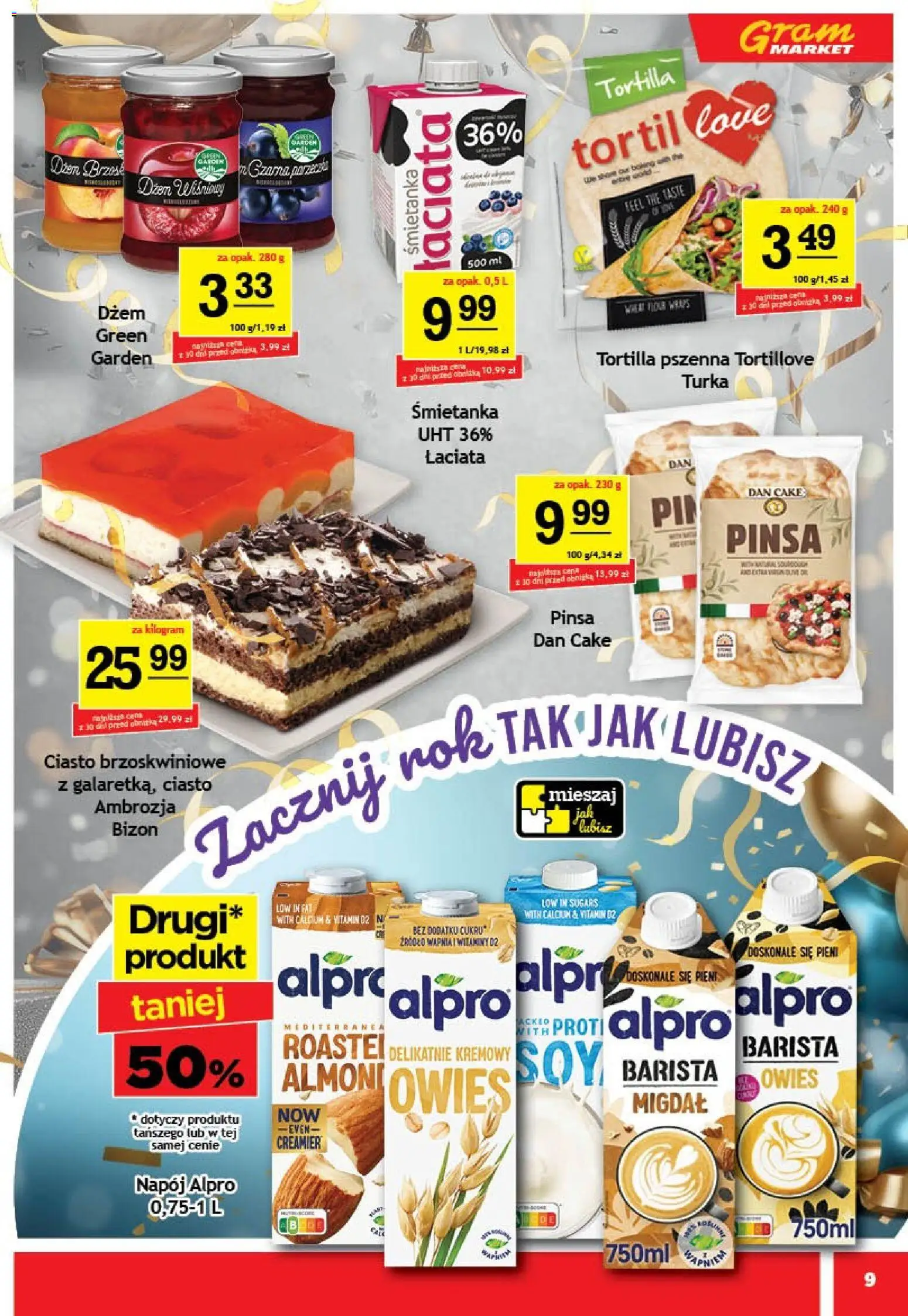 Gram Market Gazetka od 29.12.2025 | Strona: 9 | Produkty: Alpro, Ciasto, Dżem, Pinsa