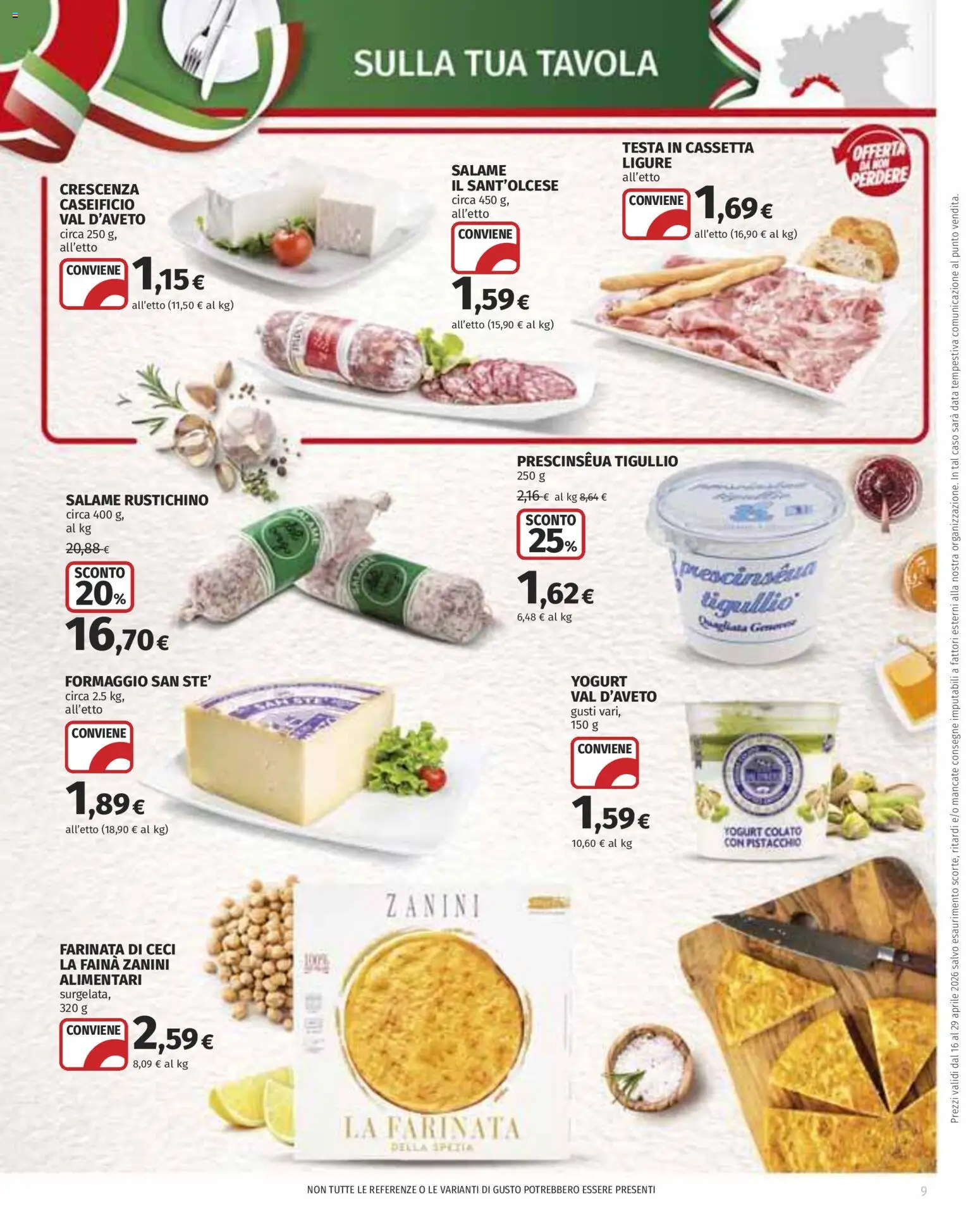 Volantino COOP del 16.04.2026 | Pagina: 9 | Prodotti: Yogurt, Salame, Formaggio, Crescenza