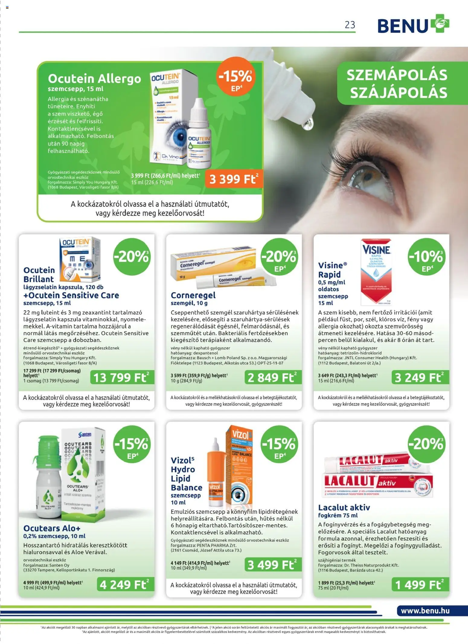 BENU Gyógyszertárak akciós ujság - amely érvényes a következő dátumtól: 04.04.2026 | Oldal: 23 | Termékek: Fogkrém