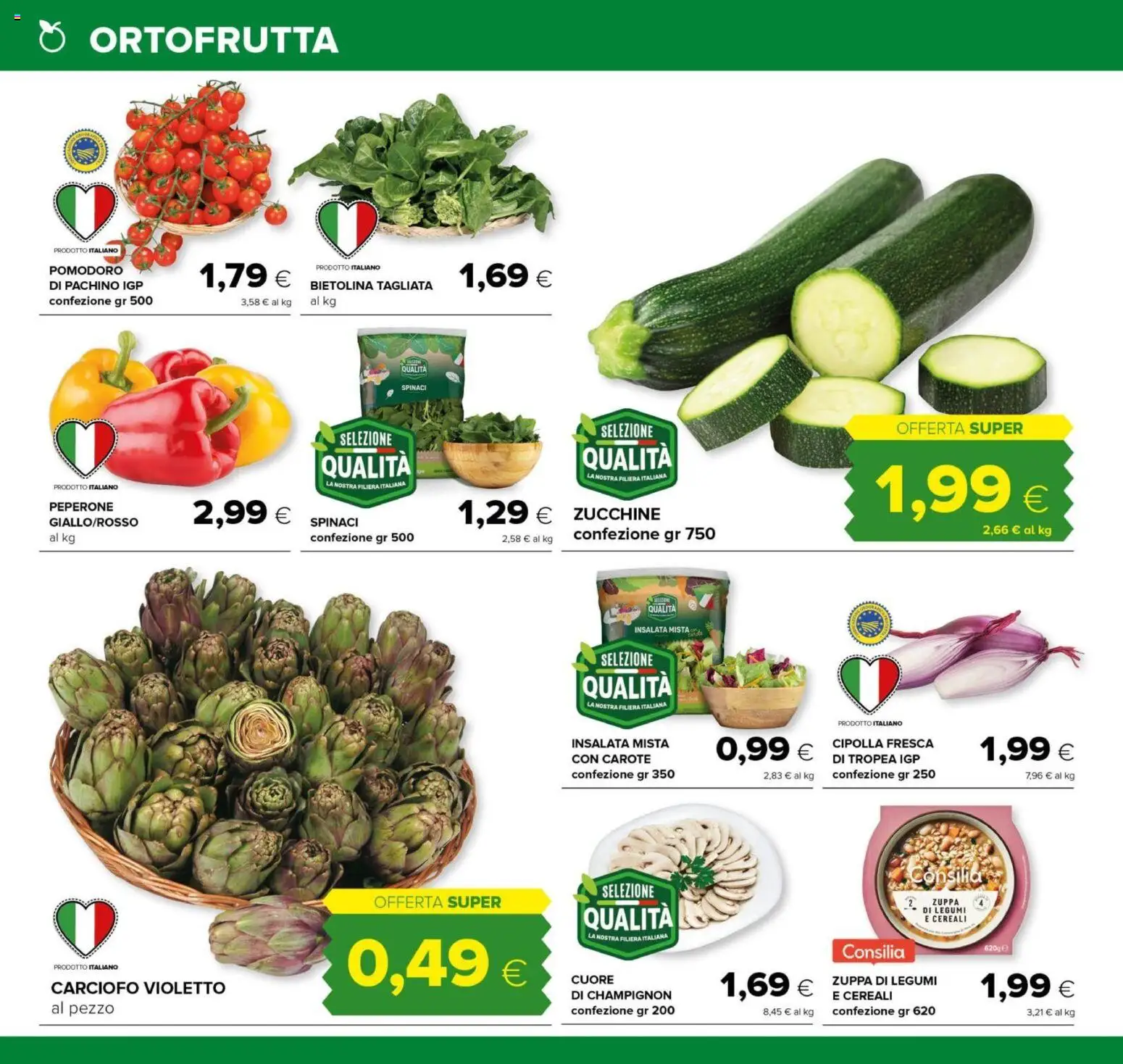 Volantino Tigre del 26.03.2026 | Pagina: 10 | Prodotti: Insalata, Carote, Spinaci, Zucchine