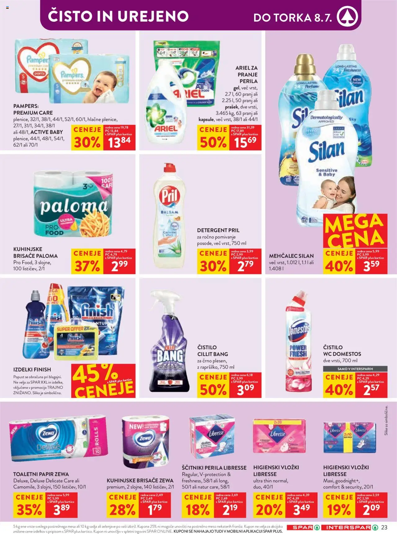 Spar katalog  27/25 │ velja od 02.07.2025 | Stran: 29 | Izdelki: Higienski vložki, Toaletni papir, Detergent, Ščitniki