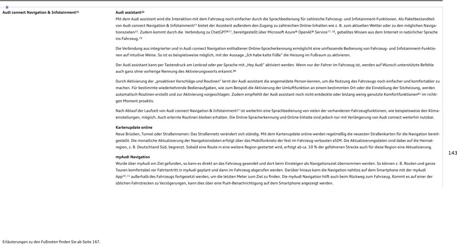 Audi  A6 e-tron – gültig ab 01.10.2025 | Seite: 143 | Produkte: Navigation, Batterie