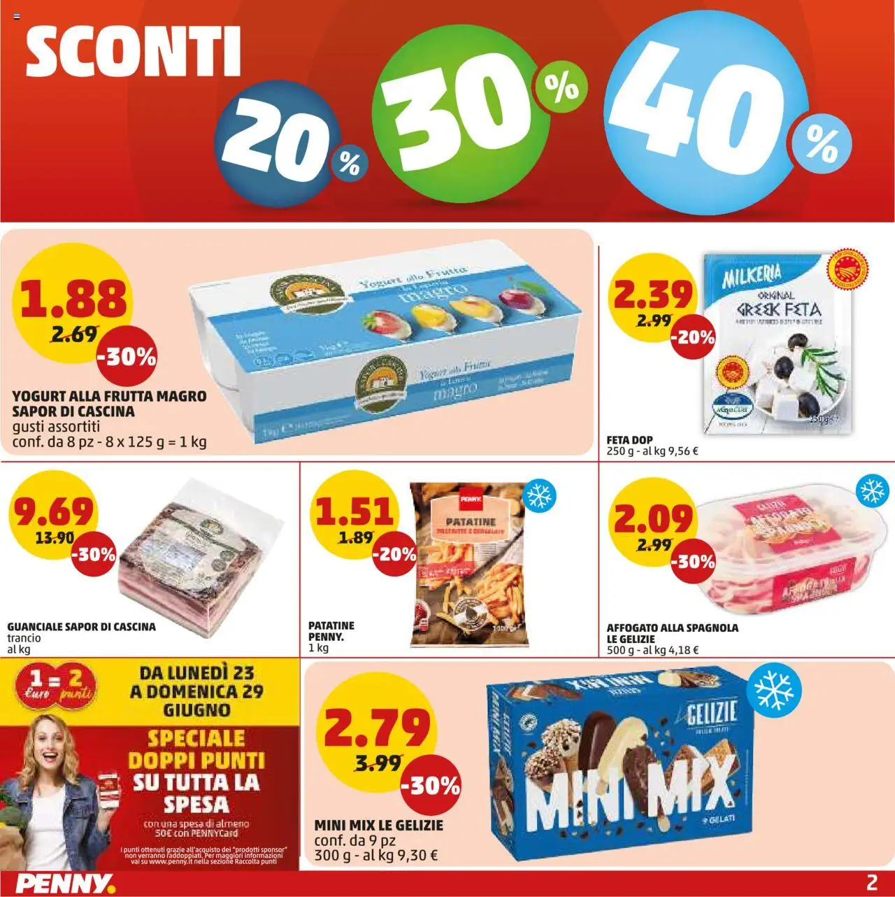 Volantino PENNY del 19.06.2025 | Pagina: 2 | Prodotti: Yogurt, Patatine, Frutta, Feta