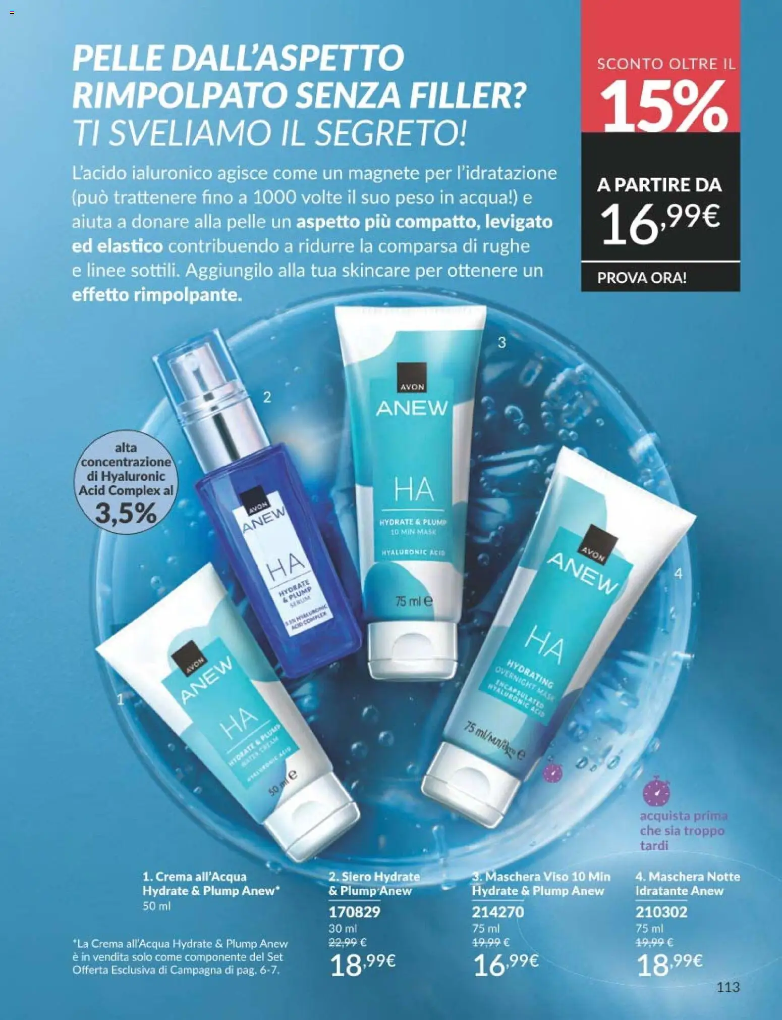 Volantino Avon del 31.12.2025 | Pagina: 113 | Prodotti: Crema, Maschera, Maschera viso, Acqua