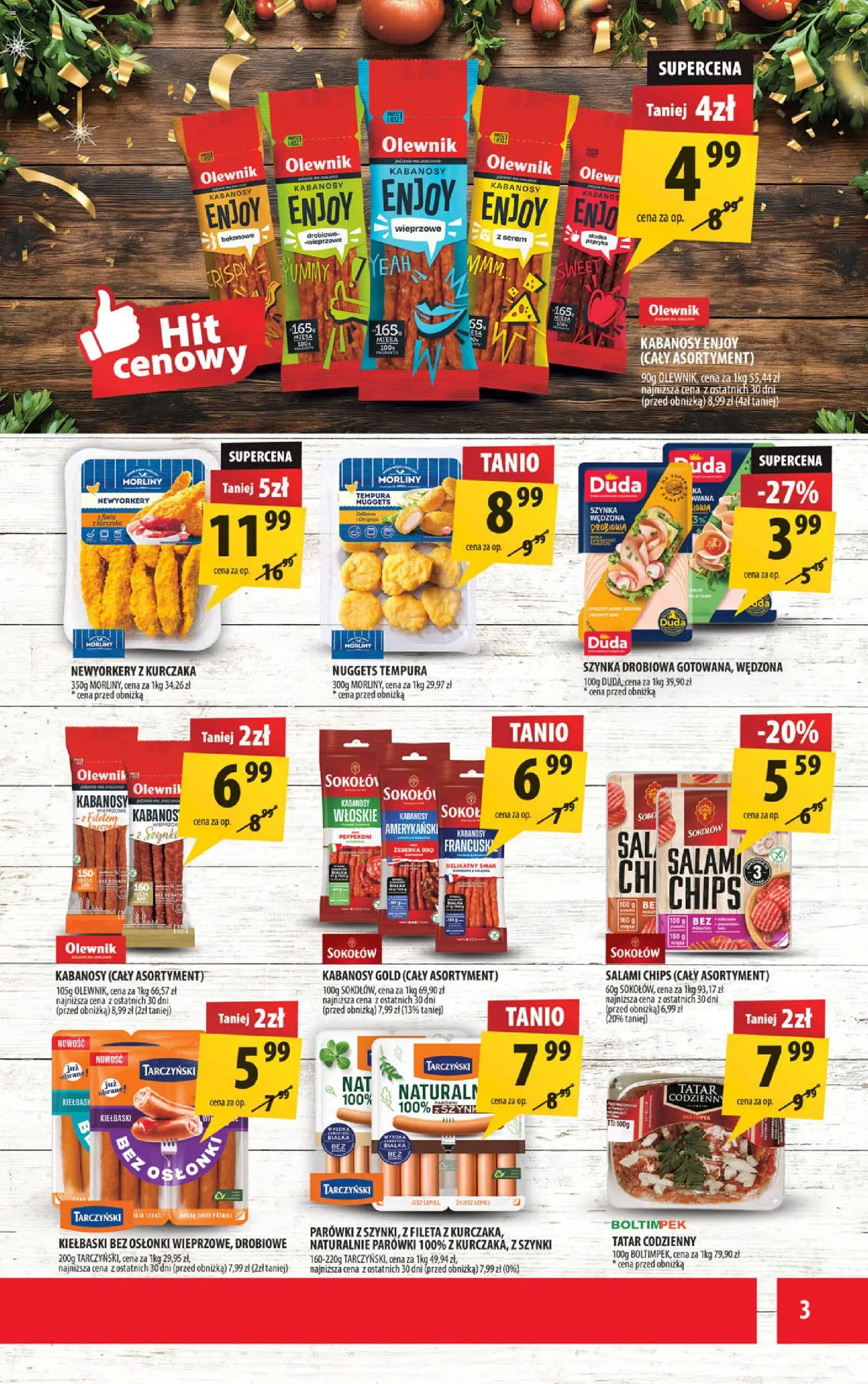 Arhelan Gazetka od 29.12.2025 | Strona: 3 | Produkty: Szynka drobiowa, Parówki, Szynka, Salami