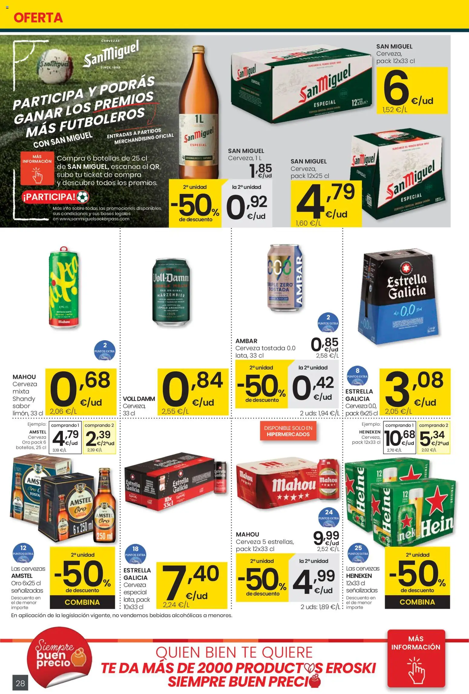 Eroski - Siempre a buen precio  │ válido desde el 12.02.2026 | Página: 28 | Productos: Cerveza, Té, Σπανάκι