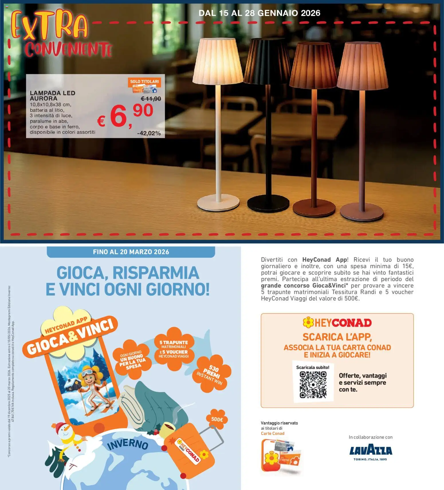 Volantino Conad del 15.01.2026 | Pagina: 30 | Prodotti: Paralume, Lavazza, Batteria, Lampada