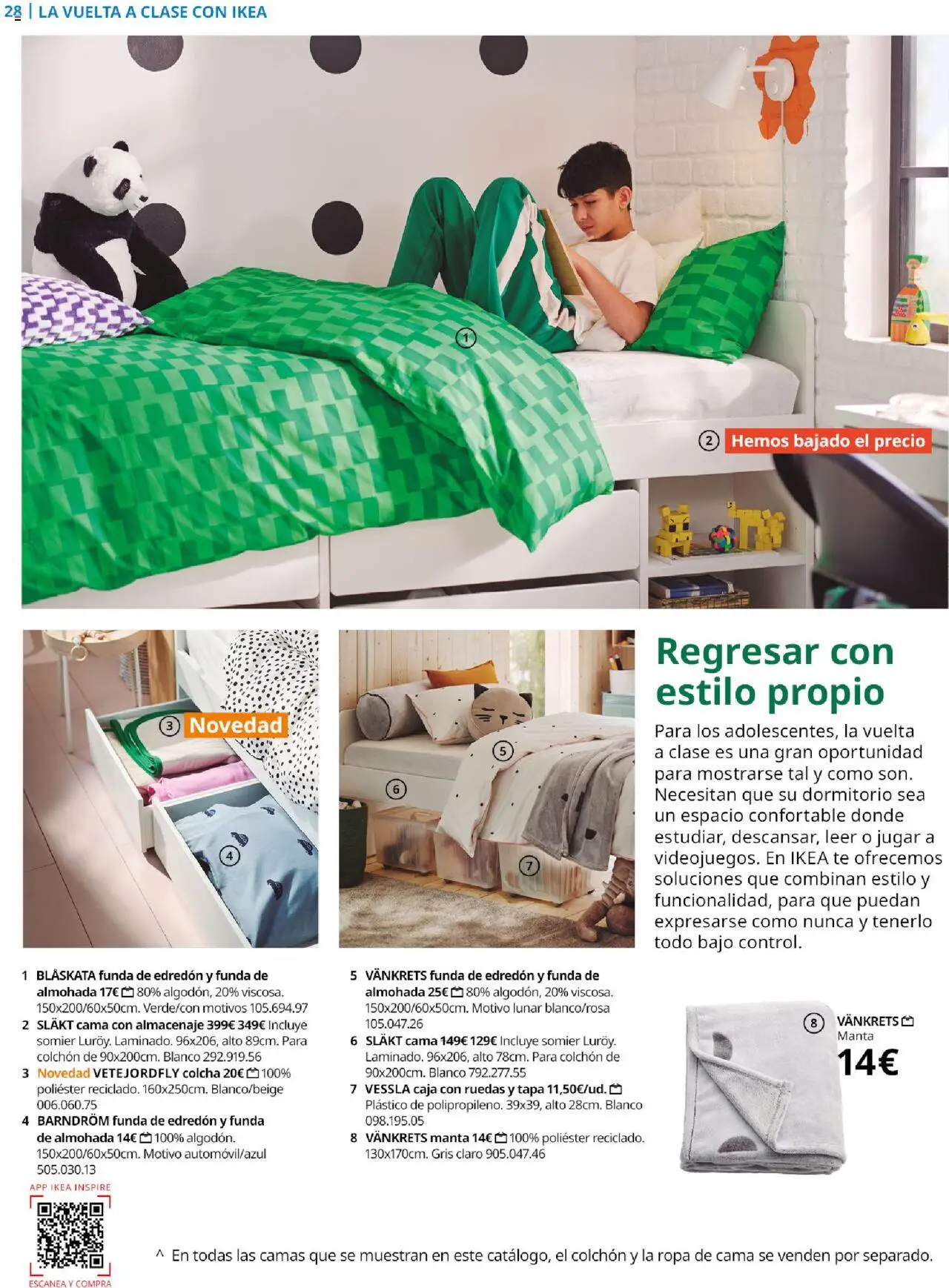 Catálogo IKEA Family Mallorca │ válido desde el 01.07.2025 | Página: 28 | Productos: Edredón, Té, Cama, Almohada