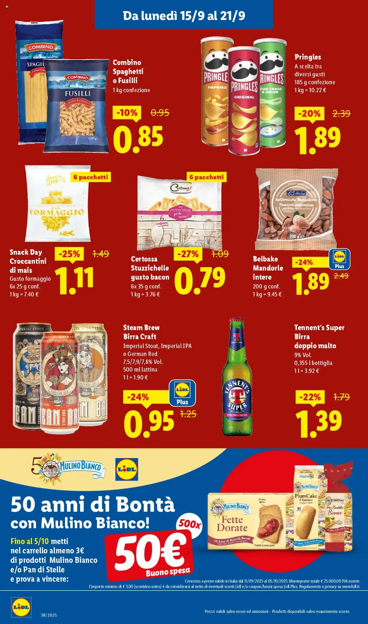 Volantino Lidl del 15.09.2025 | Pagina: 16 | Prodotti: Yogurt, Mandorle, Mais, Bottiglia