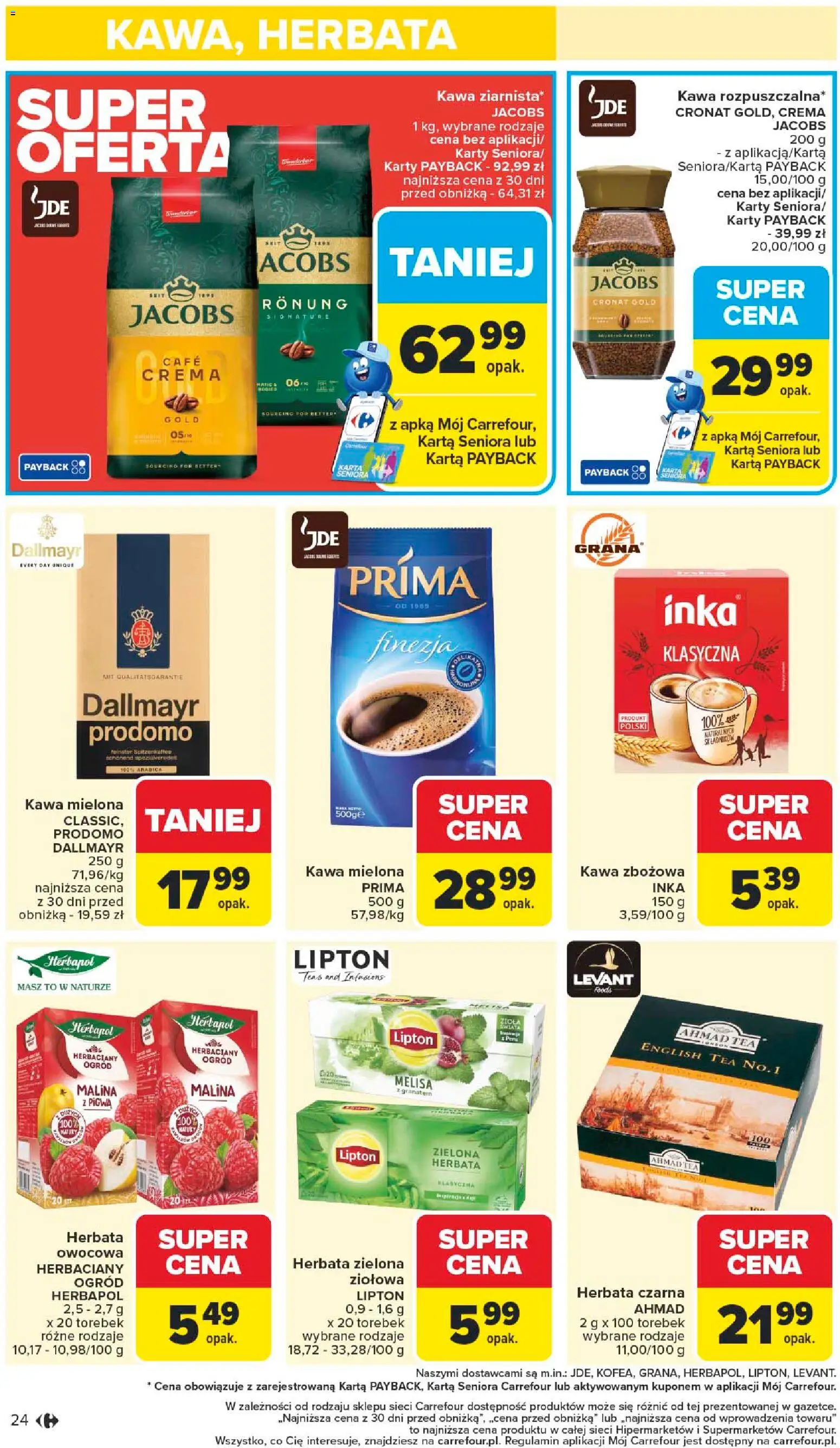 Carrefour Gazetka - Poznań Zmieniliśmy się dla Ciebie od 27.10.2025 | Strona: 26 | Produkty: Karta, Kawa, Herbata, Melisa