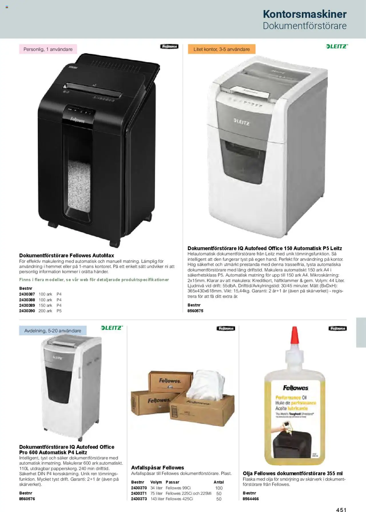 Office Depot reklamblad aktuell från 01.02.2025 | Sida: 453 | Produkter: Avfallspåsar, Olja, Dokumentförstörare