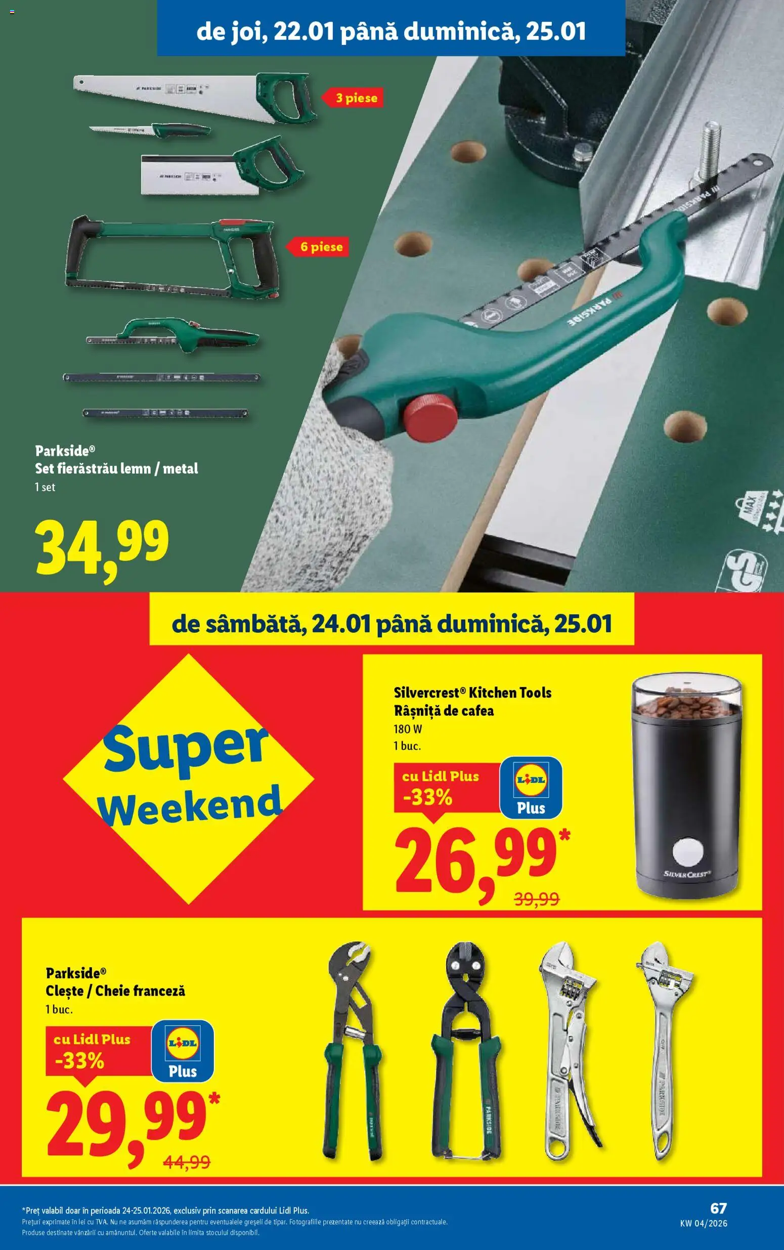 Noul catalog Lidl – valabil de la 19.01.2026 | Pagină: 67 | Produse: Clește, Cafea