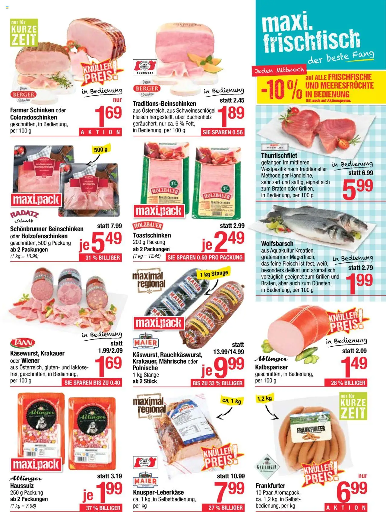 Maximarkt Flugblatt gültig ab 11.08.2025 | Seite: 5 | Produkte: Meeresfrüchte, Schinken