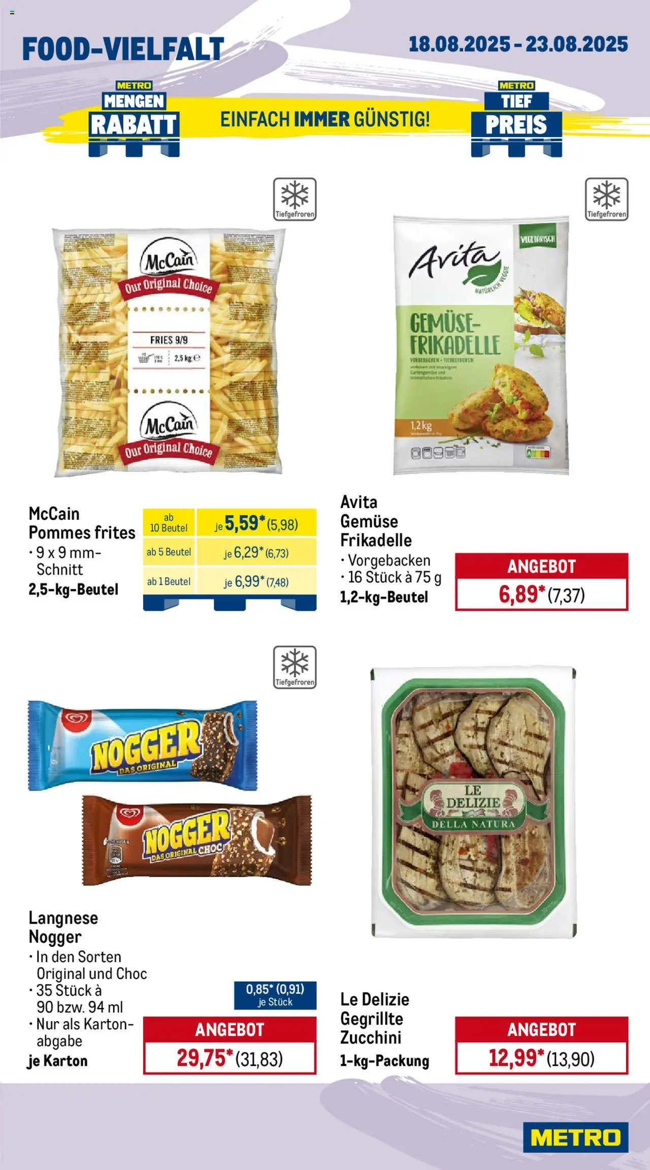 Metro Wochen-Angebote Gastro - gültig ab dem 18.08.2025 | Seite: 11 | Produkte: Langnese, Pommes frites, Gemüse, Zucchini