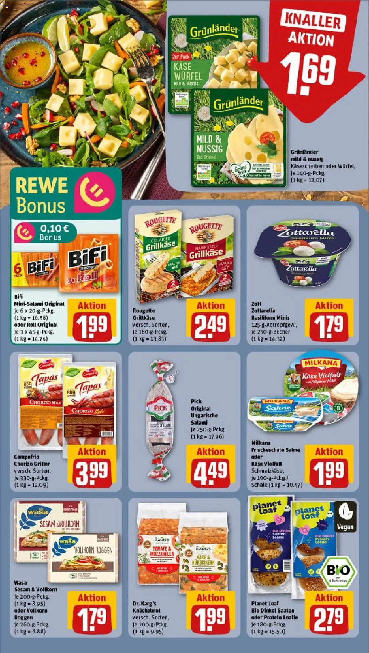 Rewe prospekt Lübeck	 - gültig ab dem 27.07.2025 | Seite: 16 | Produkte: Mozzarella, Bifi, Salami, Griller