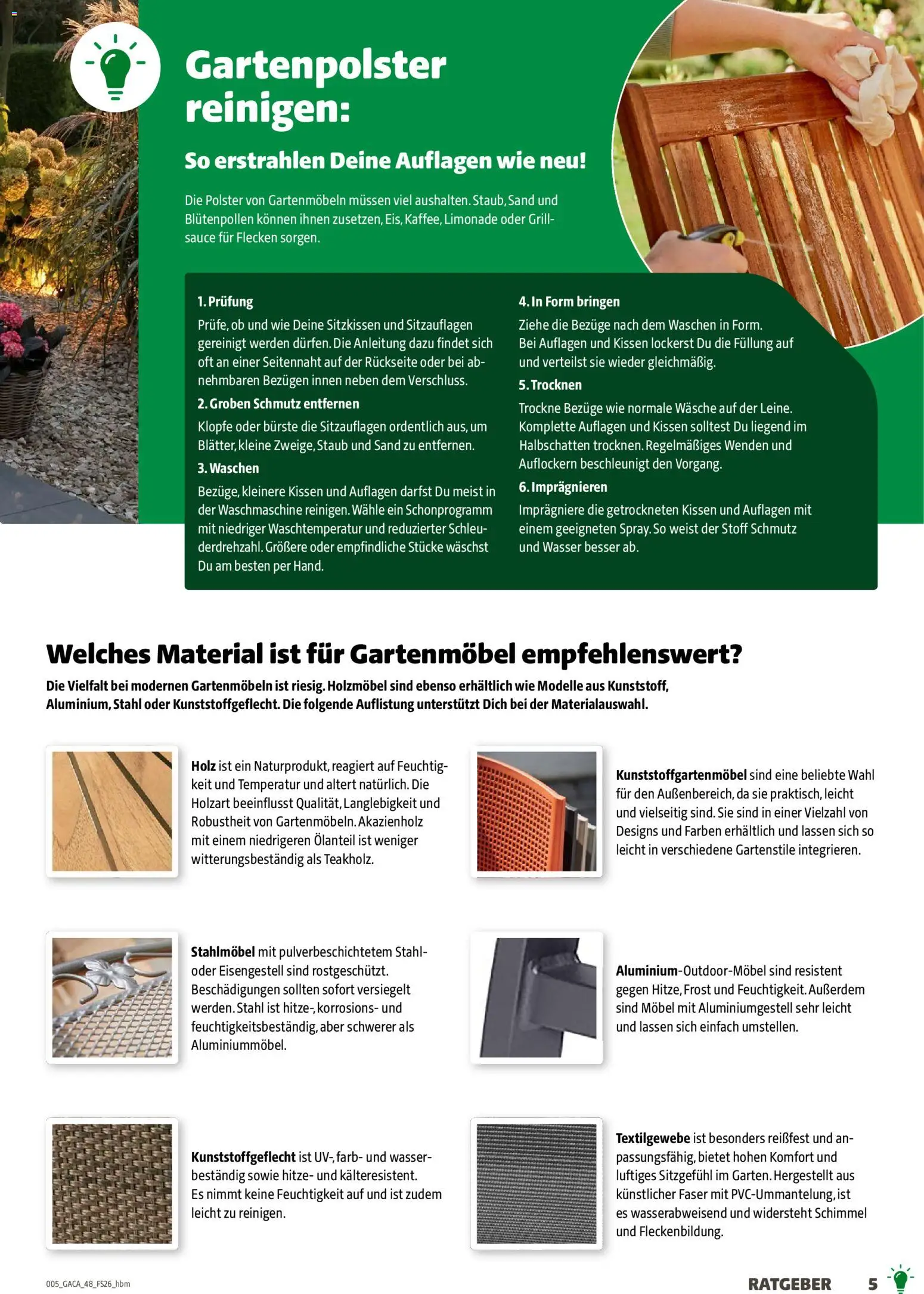 Hagebau Gartenmöbelsortiment – gültig ab 02.03.2026 | Seite: 5 | Produkte: Waschmaschine, Limonade, Bürste, Wasser
