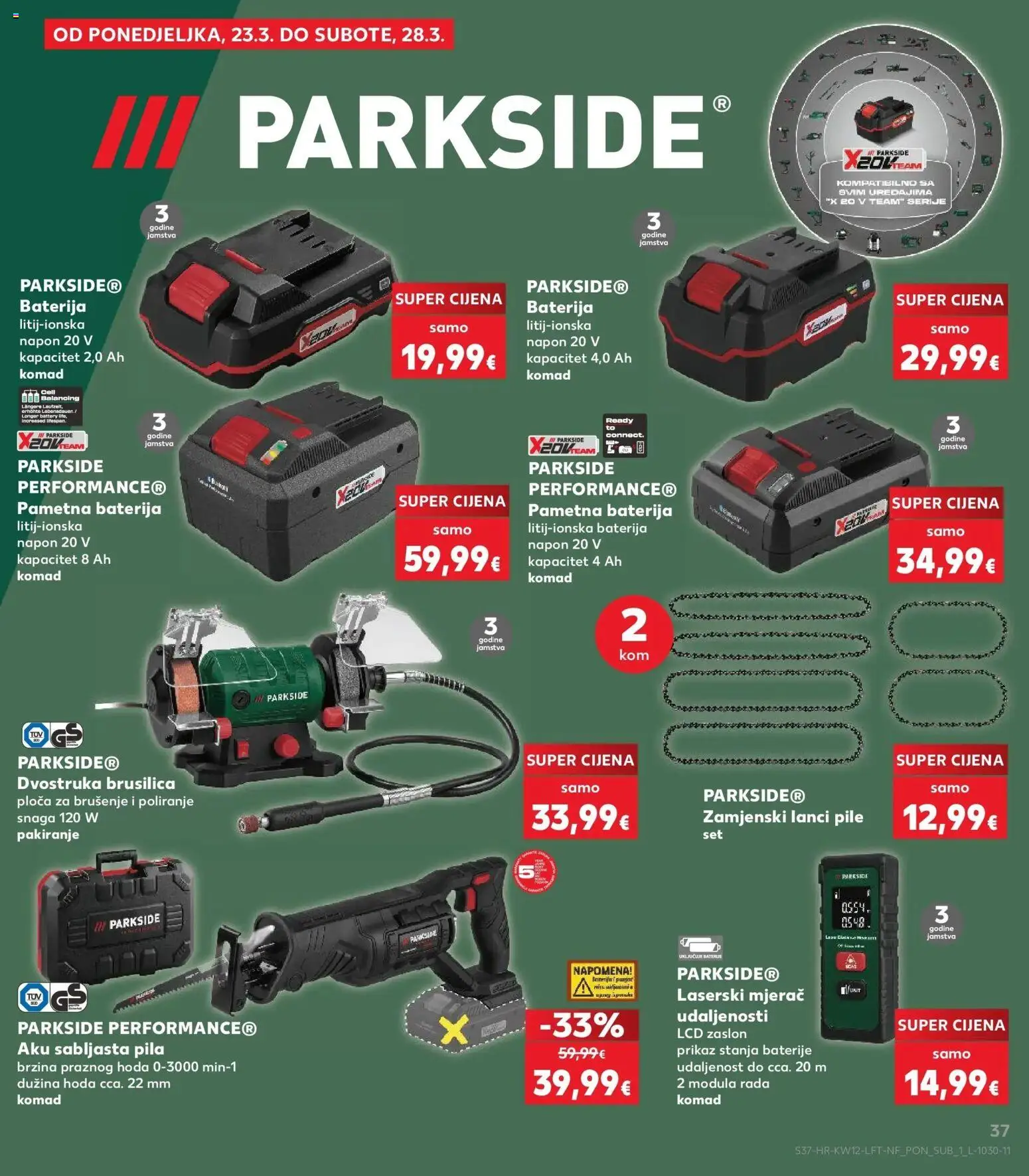 Kaufland katalog | vrijedi od 17.03.2026 | Stranica: 37 | Proizvodi: Baterija, Baterije, Pila, Parkside