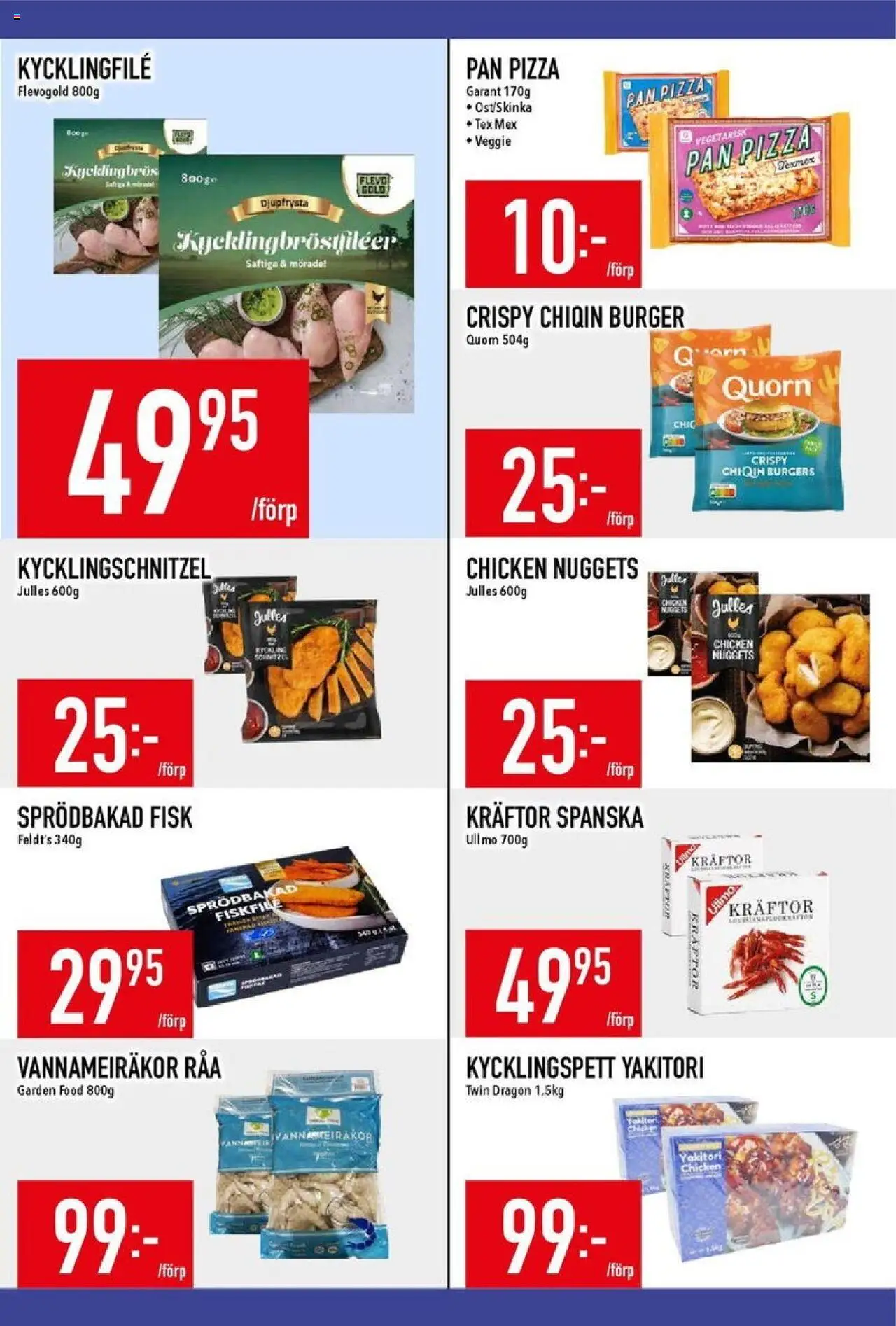 Matdax reklamblad aktuell från 15.09.2025 | Sida: 9 | Produkter: Kräftor, Kycklingfile, Pizza