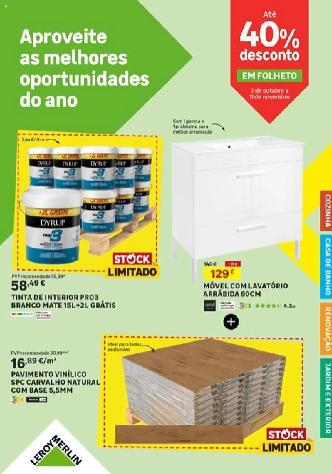 Leroy Merlin Catálogo │ válido de 02.10.2025 | Página: 1 | Produtos: Tinta, Base, Lavatório, Casa de banho