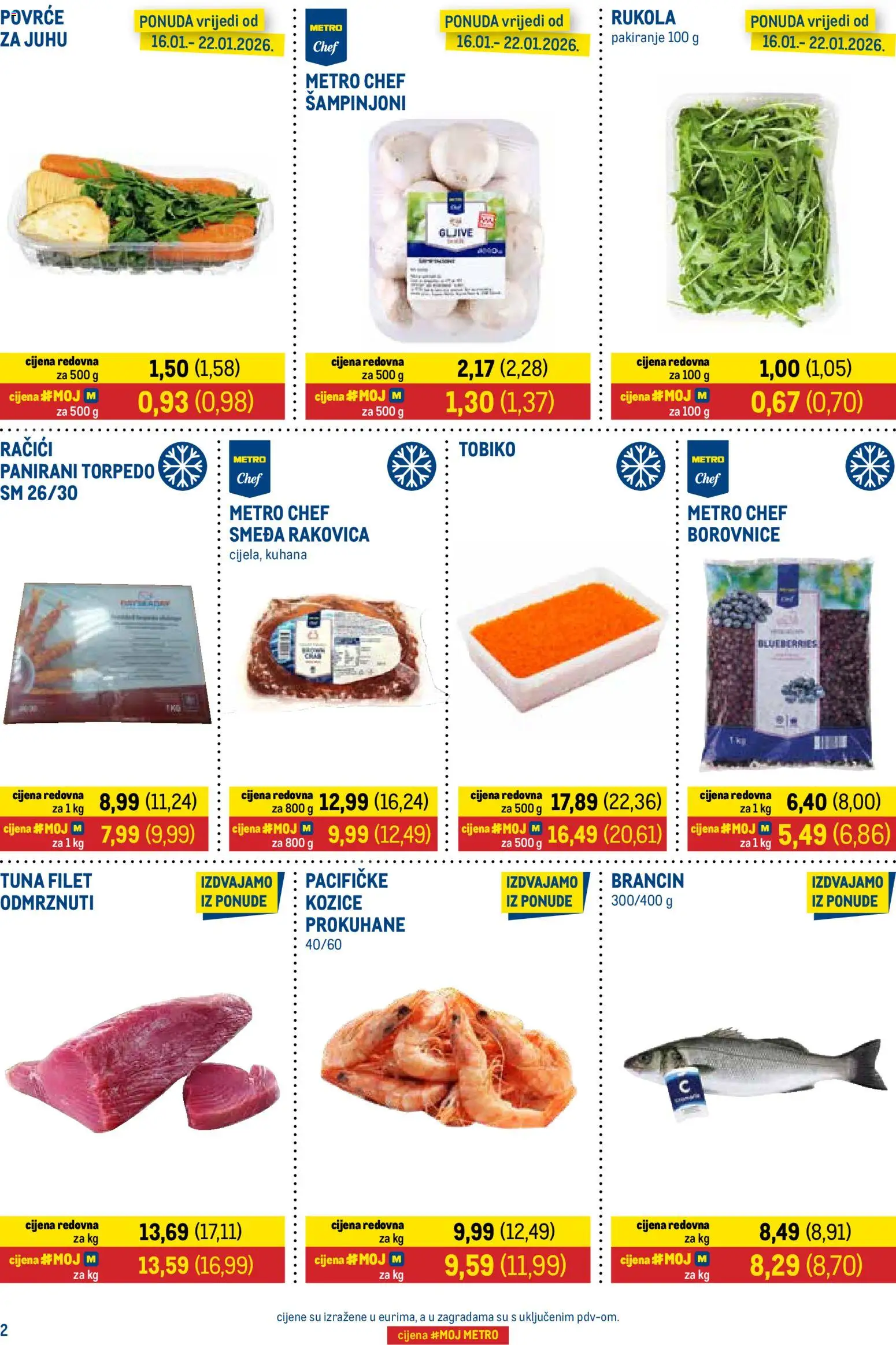 Metro katalog | vrijedi od 16.01.2026 | Stranica: 2 | Proizvodi: Brancin, Povrće, Borovnice, Kozice