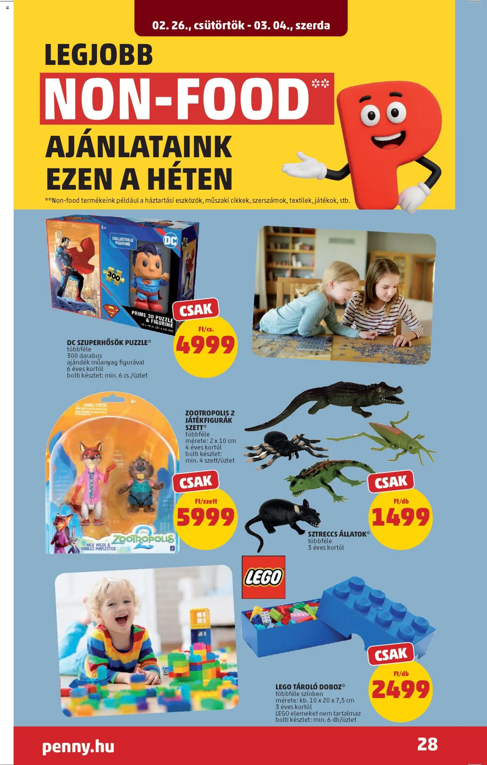 PENNY akciós ujság - amely érvényes a következő dátumtól: 26.02.2026 | Oldal: 32 | Termékek: Puzzle, Tároló doboz, Doboz