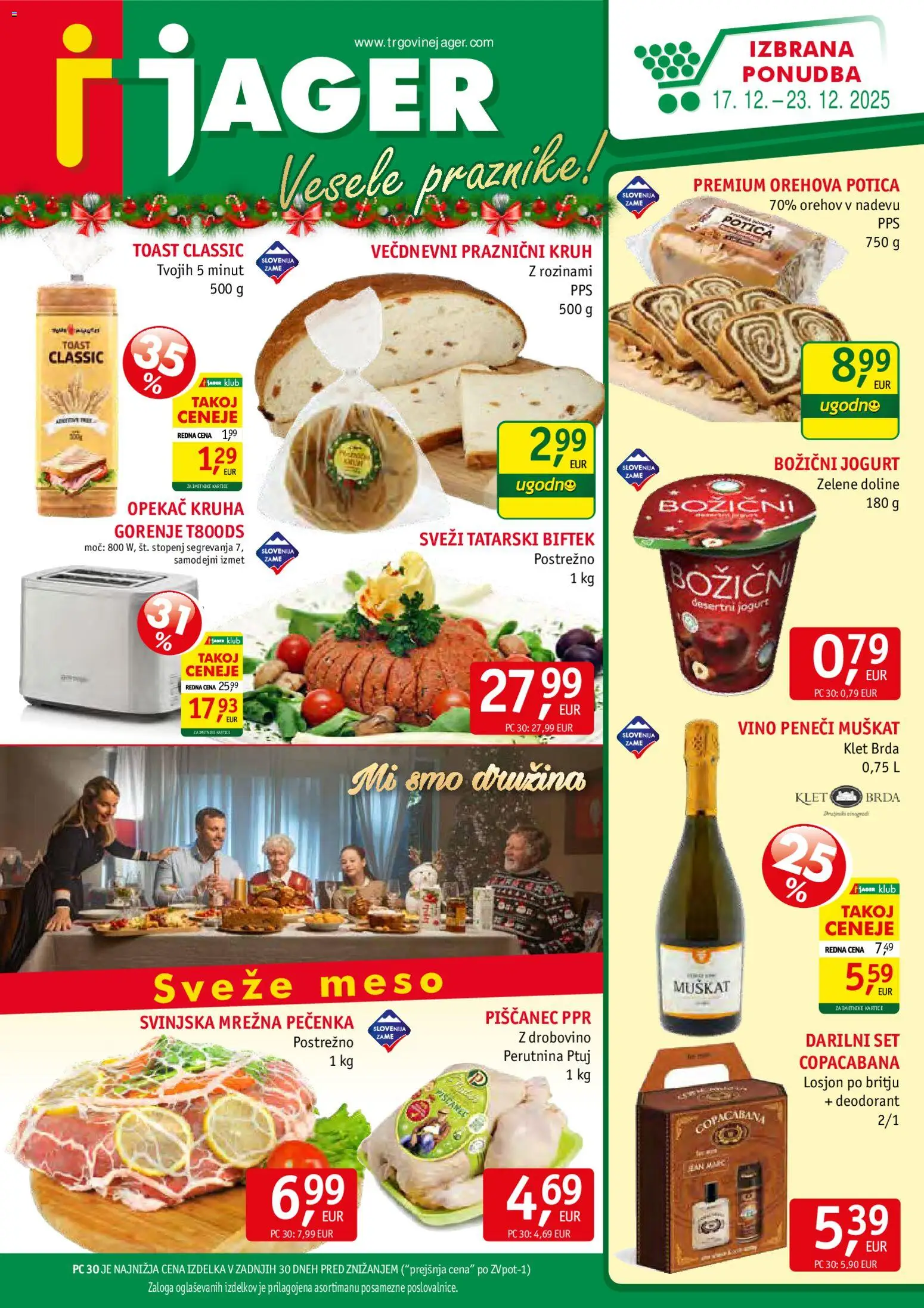 Novi Jager katalog ponudbe – veljaven od 17.12.2025 | Stran: 1 | Izdelki: Toast, Jogurt, Kruh, Deodorant