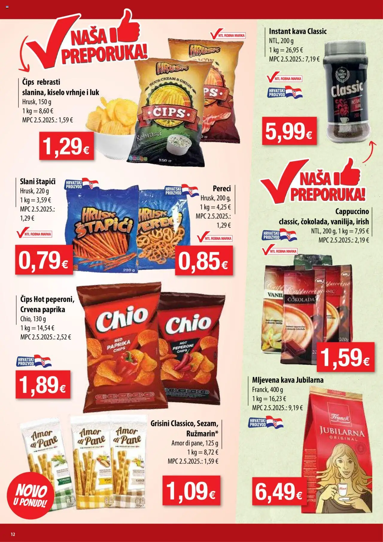 NTL katalog | vrijedi od 20.08.2025 | Stranica: 12 | Proizvodi: Čokolada, Čips, Štapići, Grisini