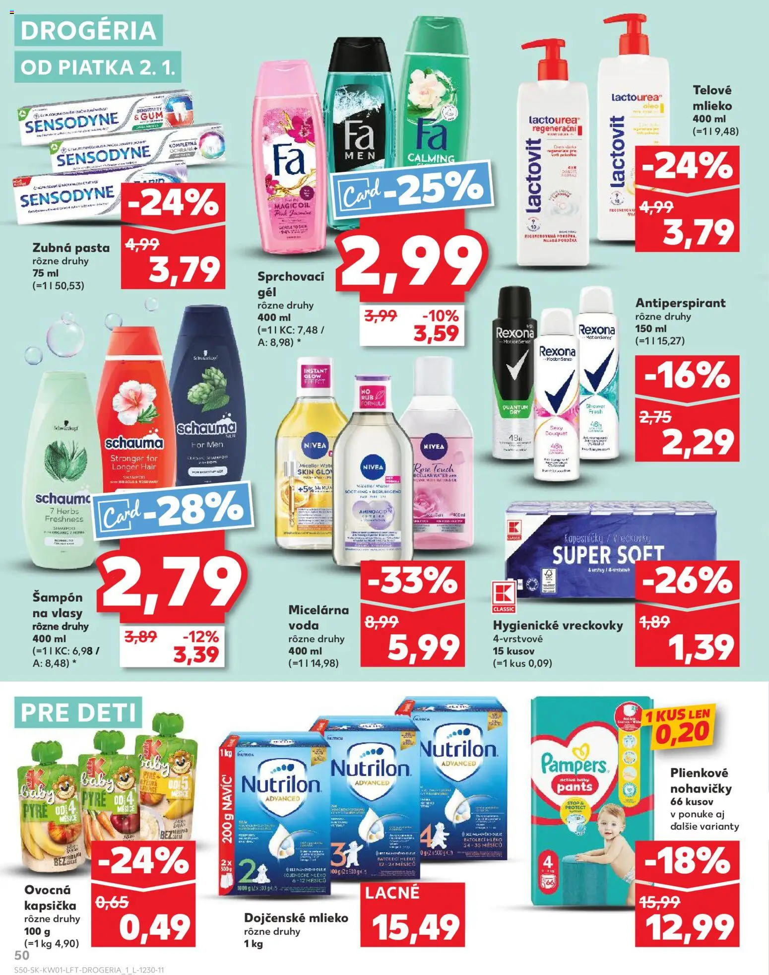 Kaufland SK akciós ujság - amely érvényes a következő dátumtól: 02.01.2026 | Oldal: 50 | Termékek: Sampon