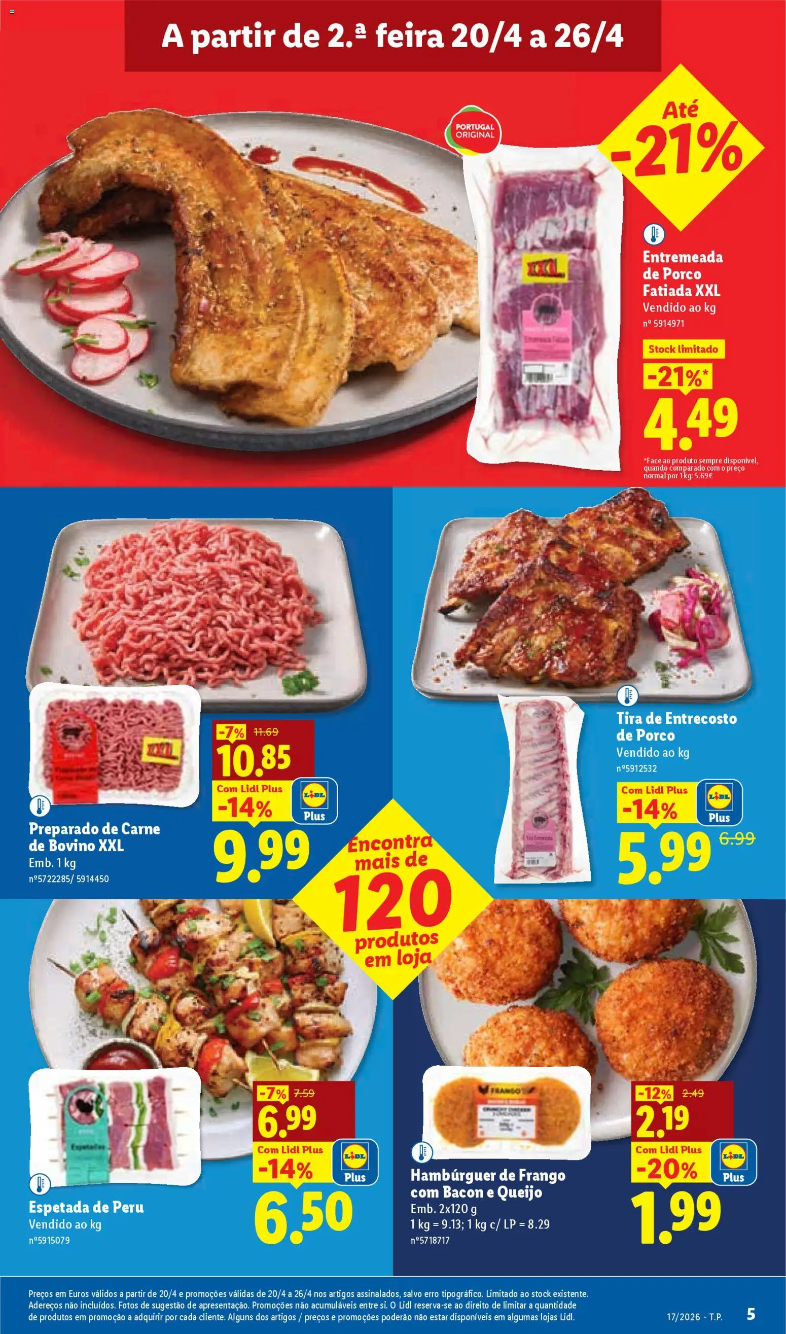 Lidl folheto │ válido de 20.04.2026 | Página: 5 | Produtos: Frango, Peru, Queijo, Carne