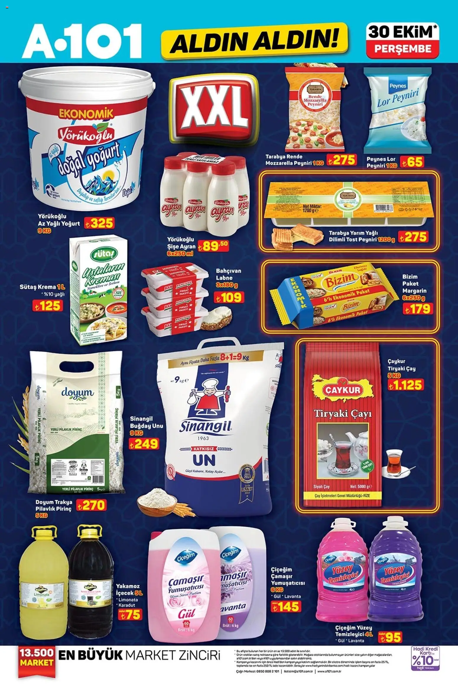 A101 Katalog Aldın Aldın - 30.10.2025 tarihinden itibaren geçerlidir | Sayfa: 1 | Ürünler: Limonata, Süt, Pirinç, Yüzey temizleyici
