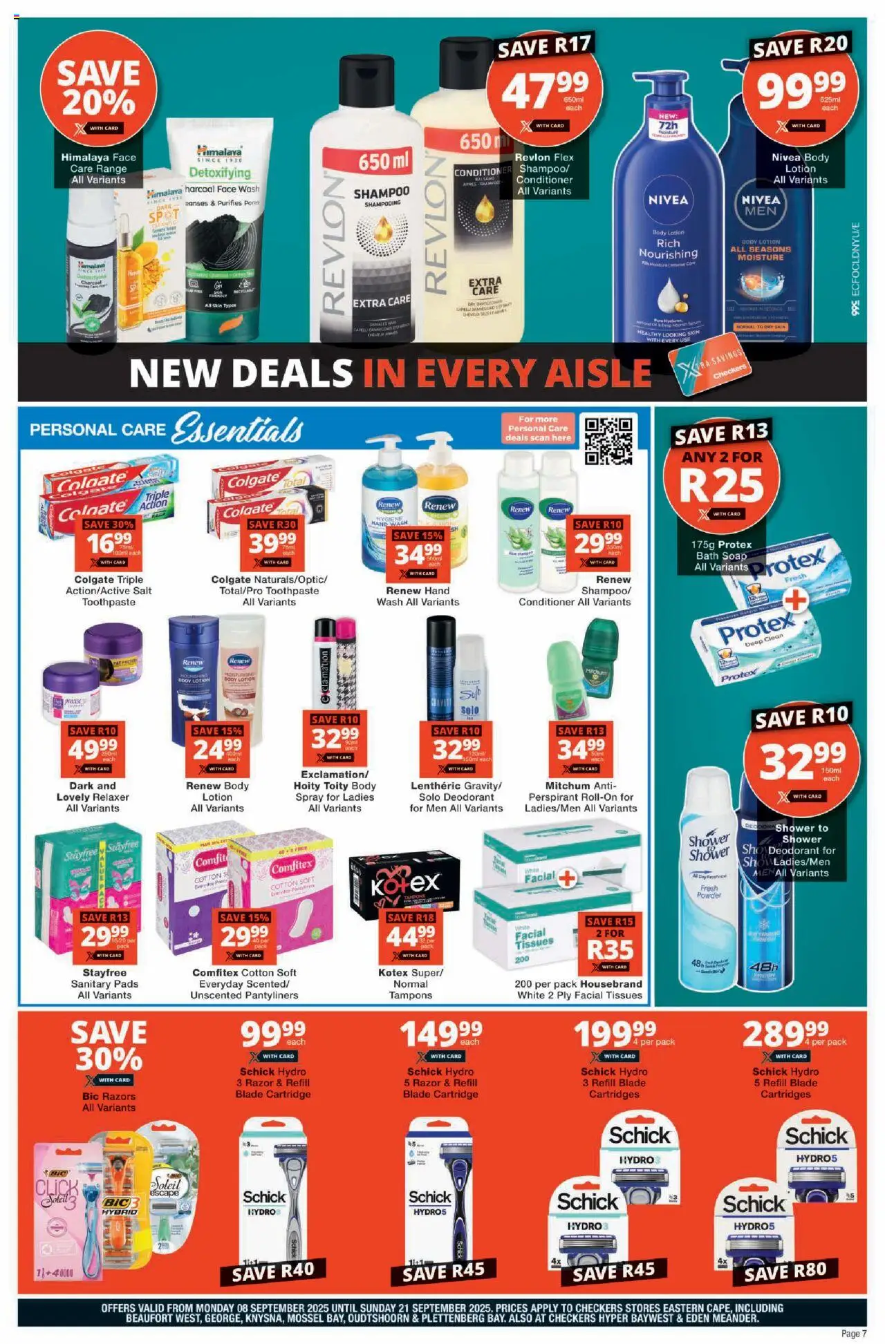 New Checkers catalogue – valid from 08.09.2025 | Page: 7 | Products: Shower, Pads, Relaxer, Tissues