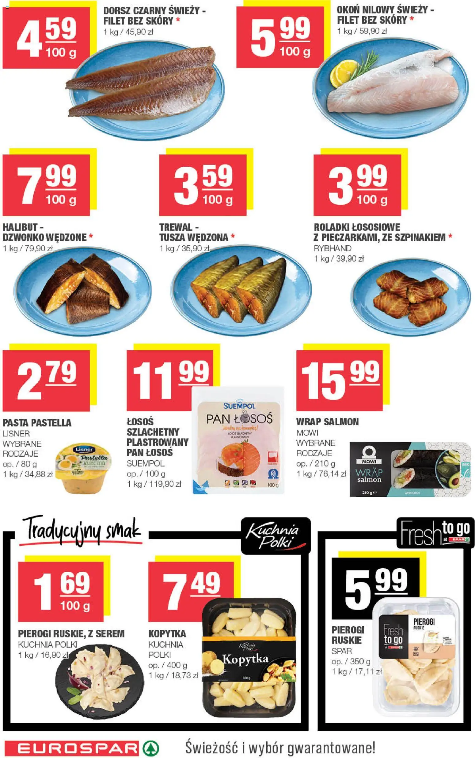 Spar gazetka - Eurospar od 22.04.2026 | Strona: 8 | Produkty: Pierogi, Halibut, Łosoś, Kopytka